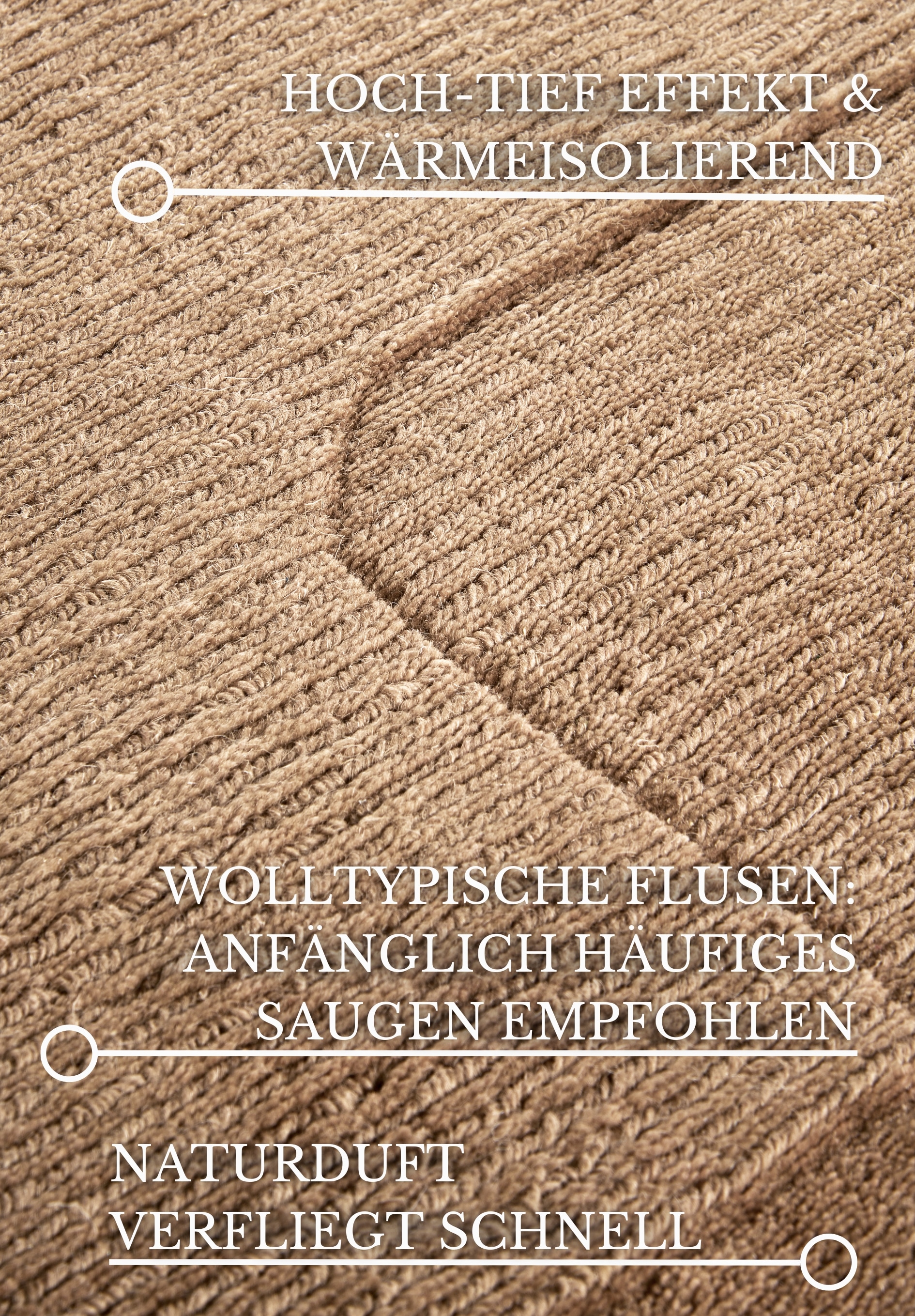Villeroy & Boch Wollteppich »Charlotte«, rechteckig, 10 mm Höhe, Läufer, Handgewebt, Wolle, Natur, Läufer, Wohnzimmer, Geometrie