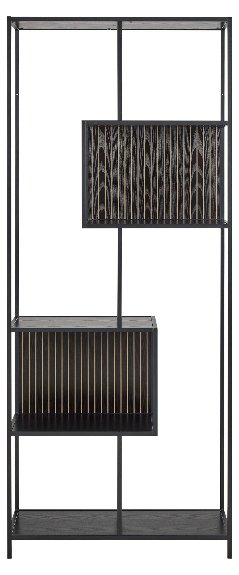 ACTONA GROUP Bücherregal »Seaford, Standregal, Regal, Raumteiler« 77x35x185 cm,  schwarzer Stahlrahmen, 5 Regale, Wendemodul, Breite 77 cm