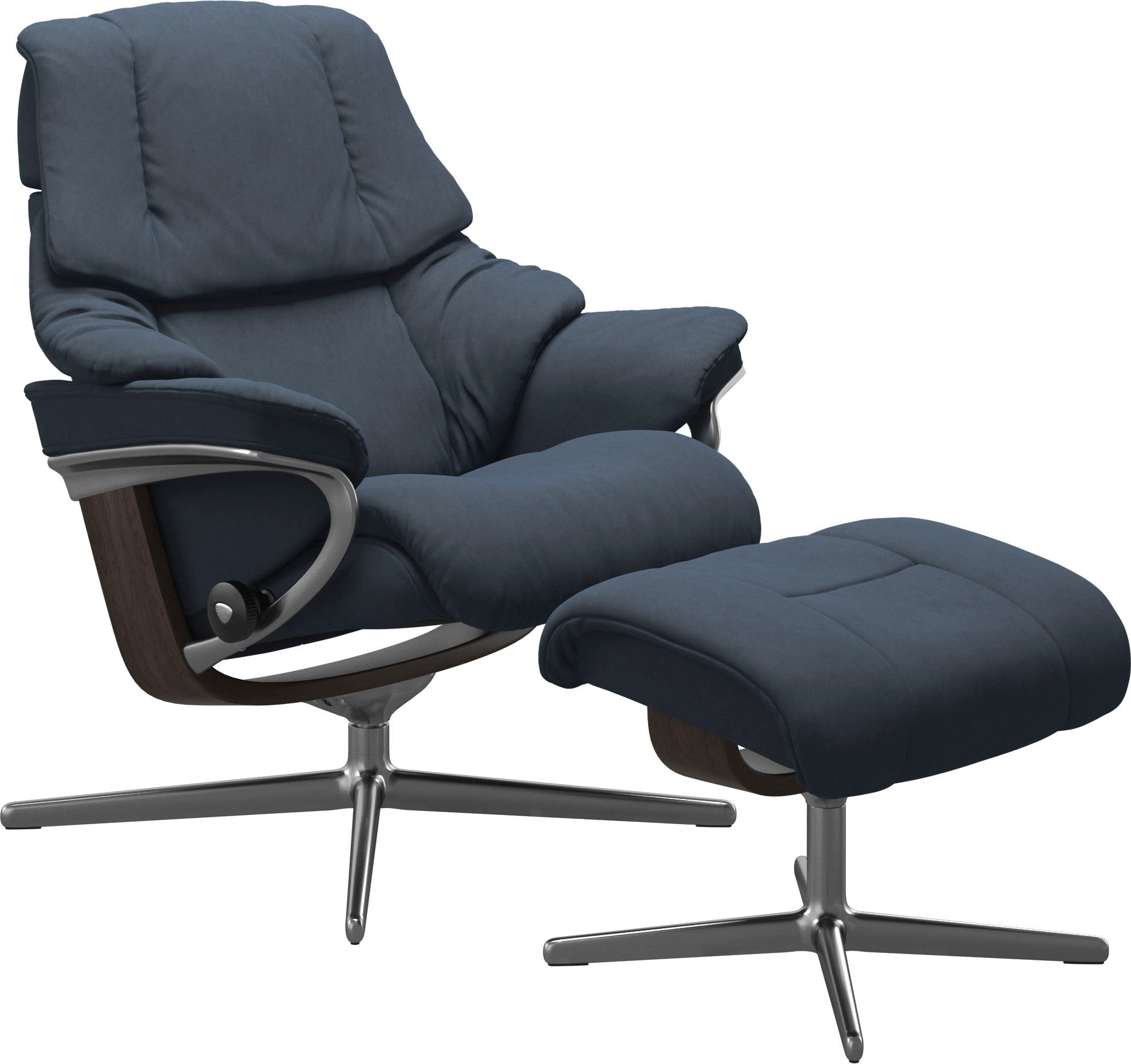 Stressless® Relaxsessel »Reno«, (Set, Relaxsessel mit Hocker), mit Hocker, mit Cross Base, Größe S, M & L, Holzakzent Wenge