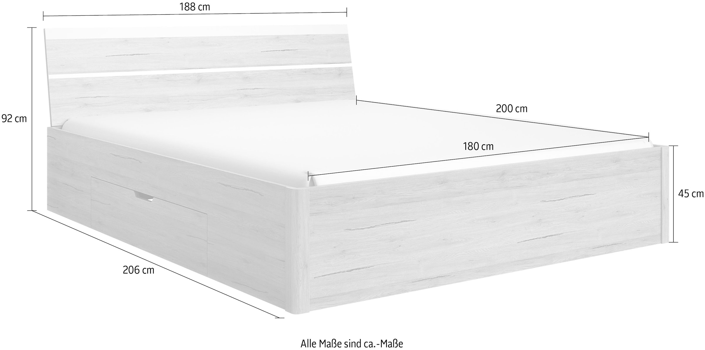 INOSIGN Stauraumbett »Beta, Breite 160 oder 180cm, moderne Bettanlage mit 2 Schubladen«, Bettgestell in zwei Größen inklusive 2 Bettschubladen