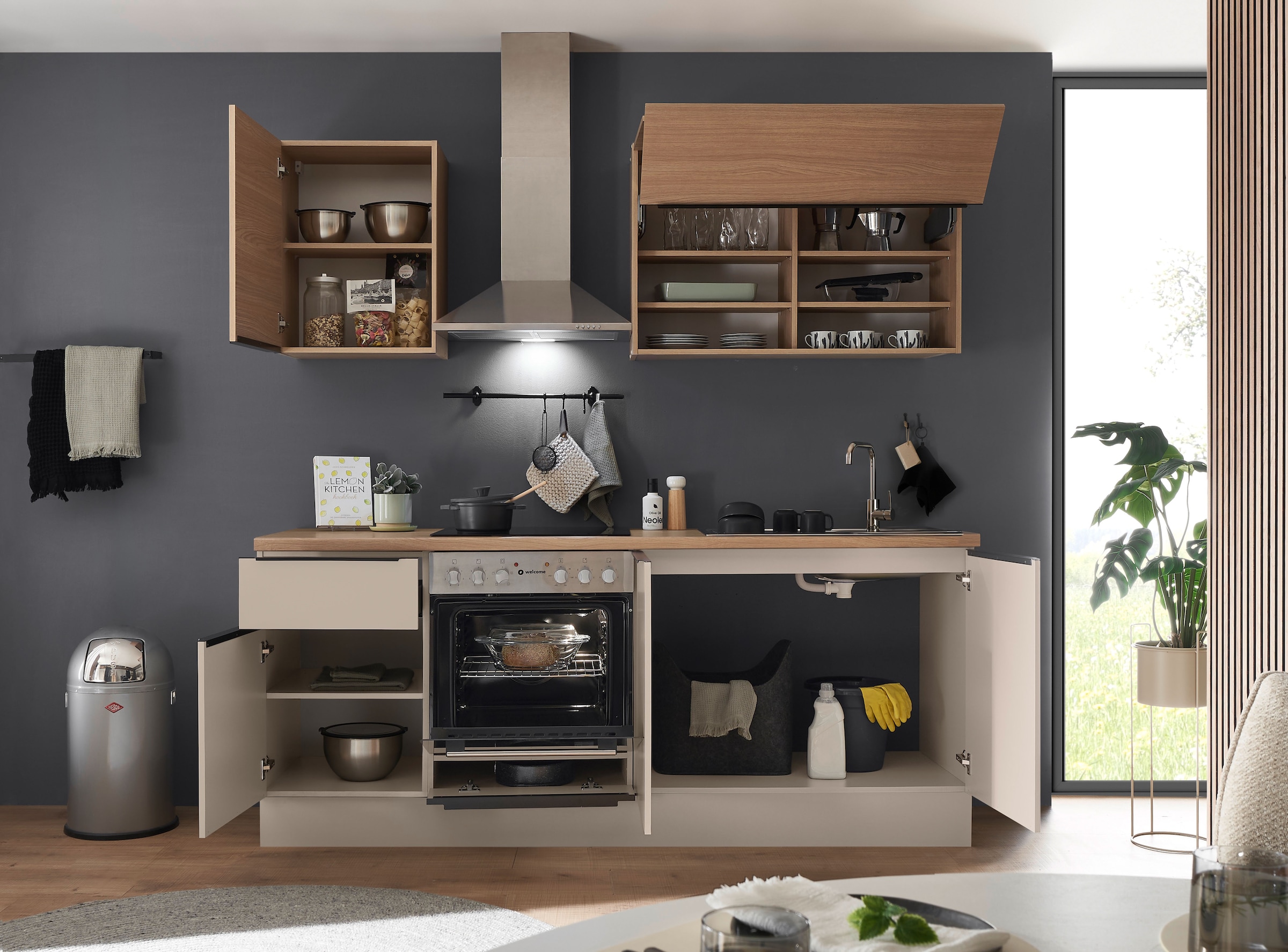 KOCHSTATION Küchenzeile »Cocco B/H/T 210x211x60 cm« Breite 210 cm, wahlweise mit E-Geräten und Induktion