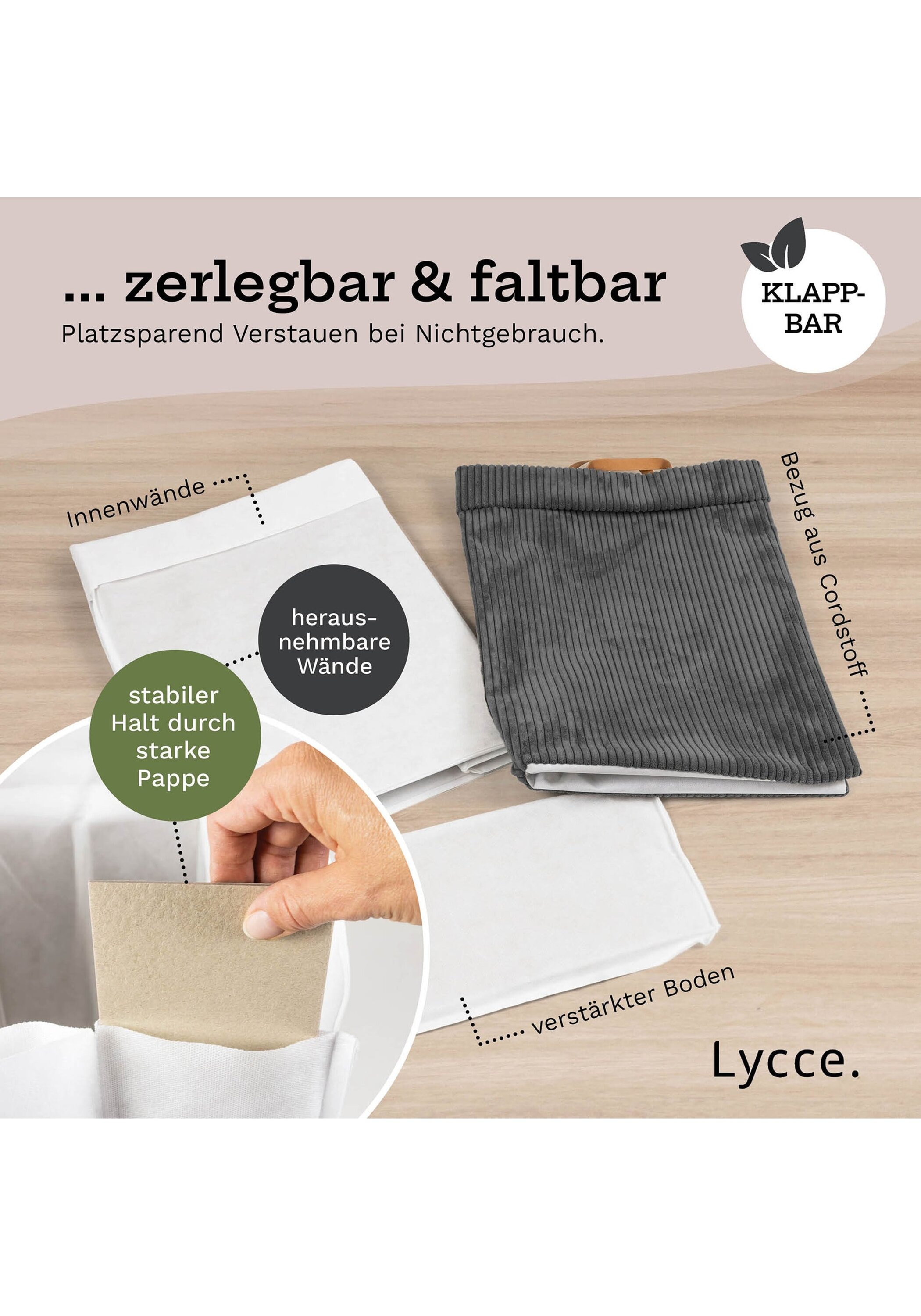 Lycce Wäschekorb »Wäschekorb Nischenwäschekorb Cord 1er Pack«