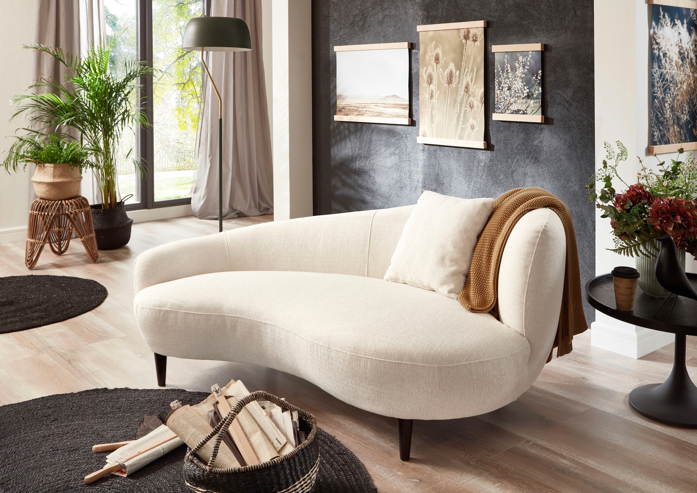 ATLANTIC home collection Nierenform-Sofa Originalbezug auf mit kaufen Zierkissen Raten im Chaiselongue