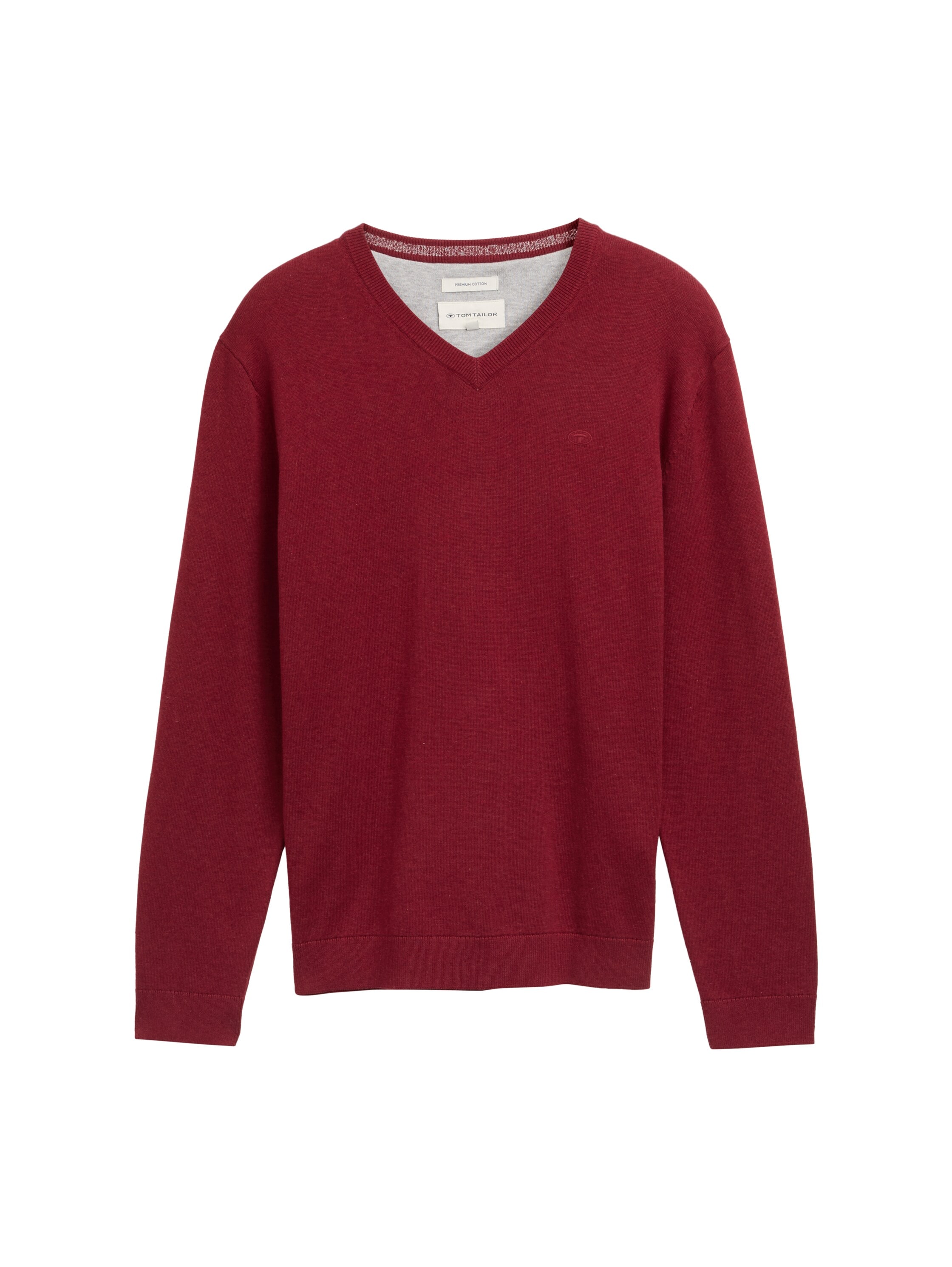 TOM TAILOR V-Ausschnitt-Pullover, mit kleiner Logo-Stickerei