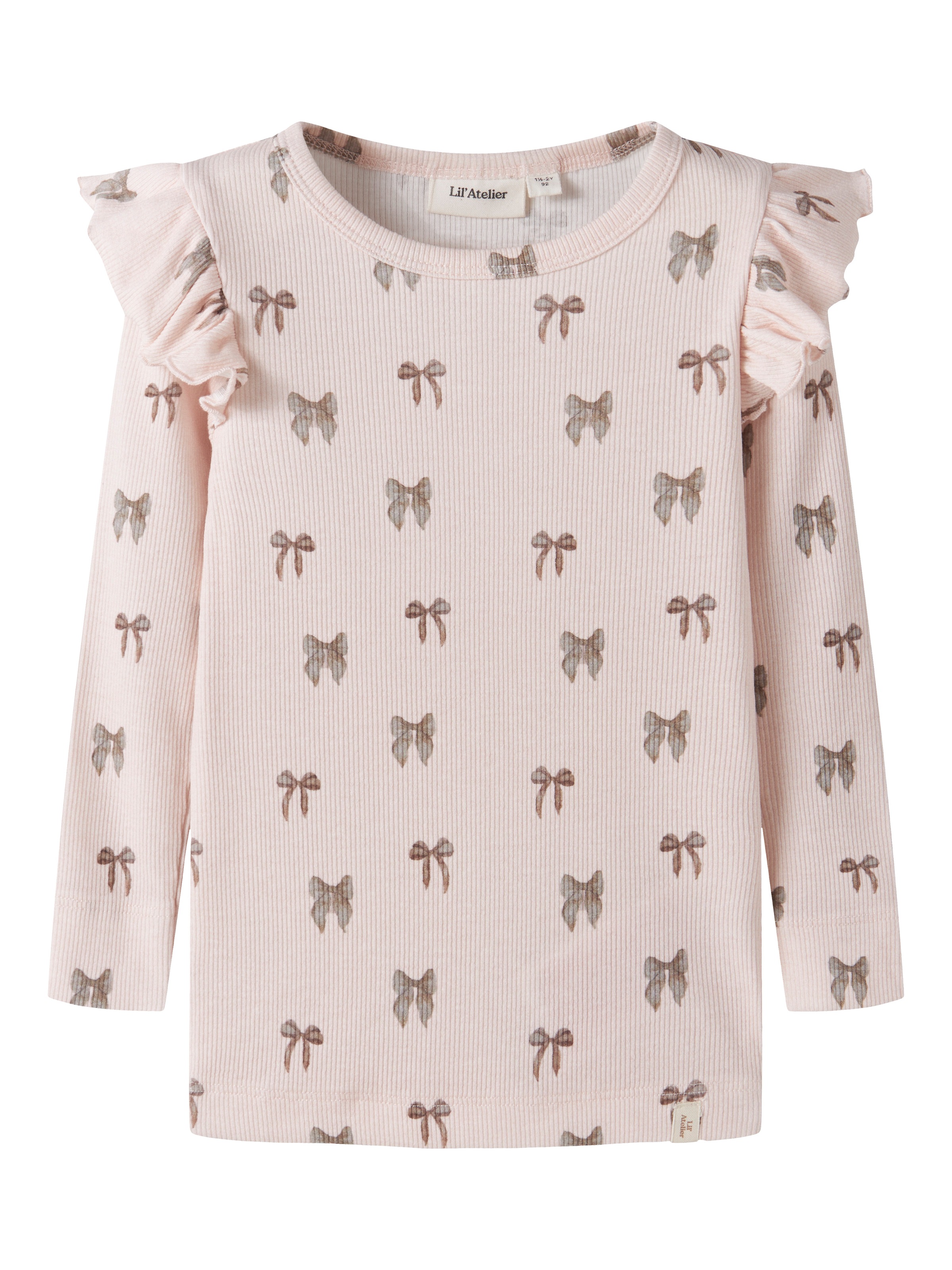 Lil' Atelier Langarmshirt »NMFGAVO EKO LS SLIM TOP LIL NOOS« mit Rüschen, weiche Jersey Rippqualität, Slim Fit