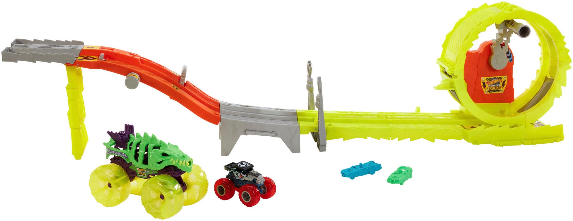 Hot Wheels Autorennbahn »Monster Trucks Power Smashers Race & Chase Challenge«