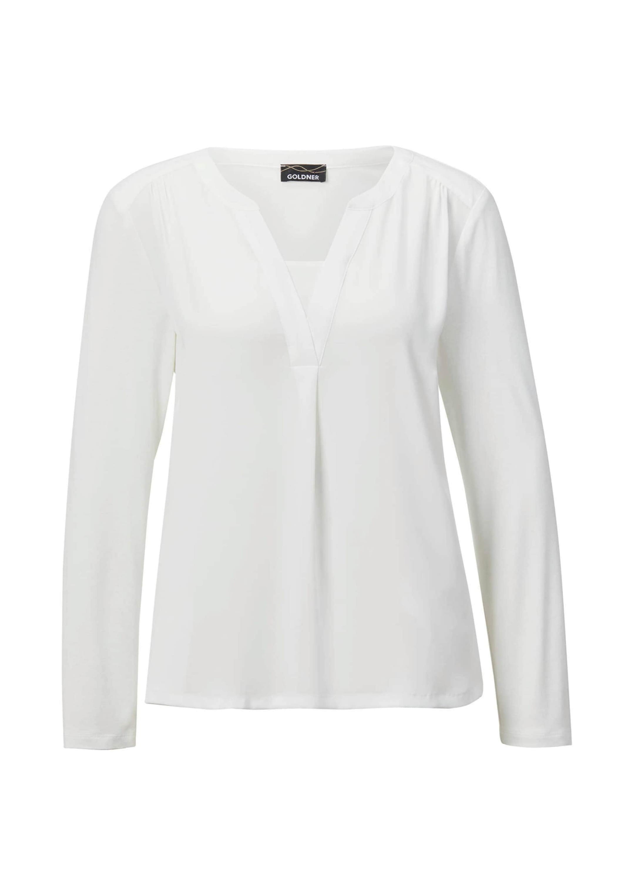 GOLDNER Kurzarmbluse »Elegantes Chiffonshirt mit Jersey-Details« Schlitz