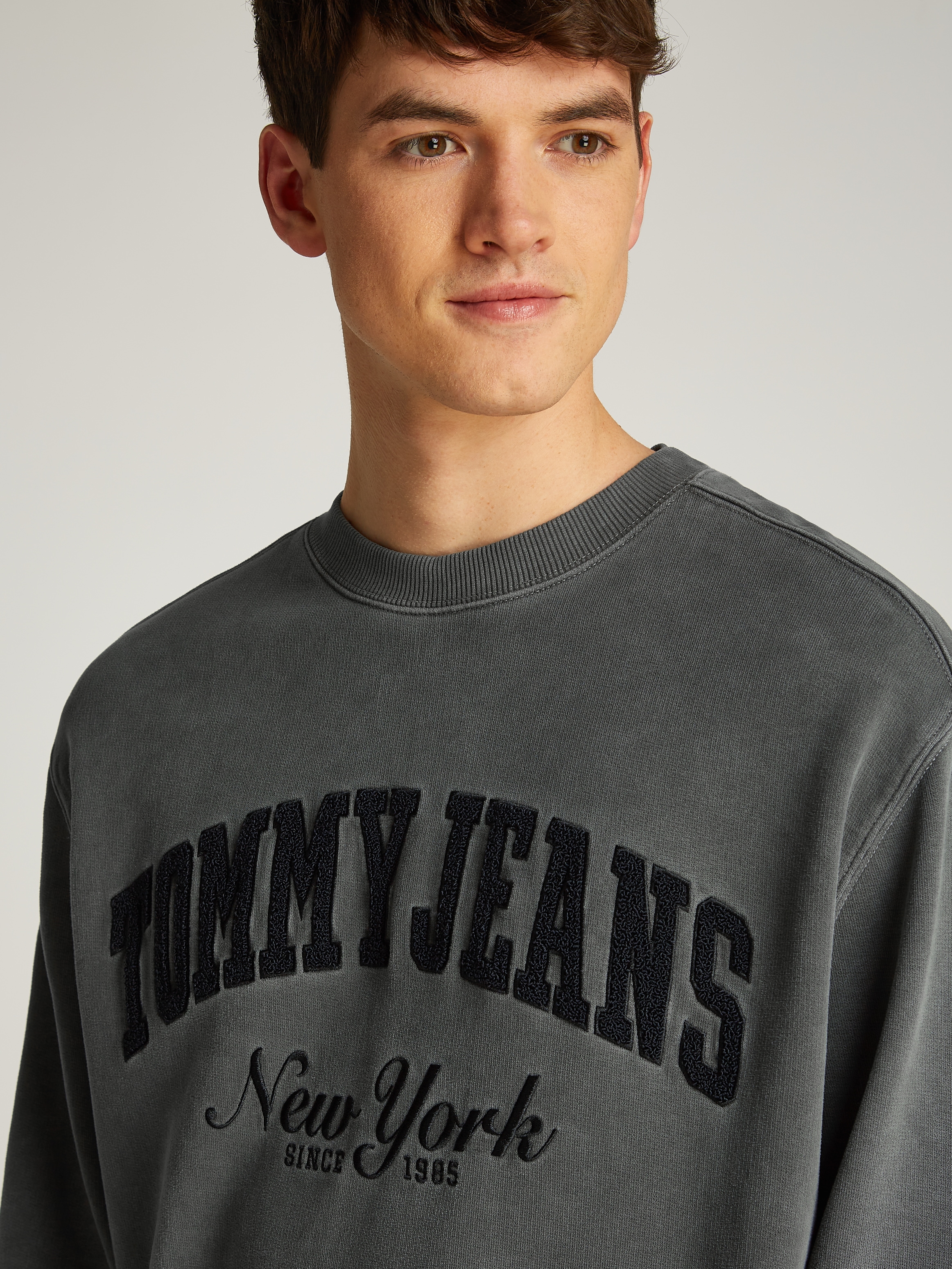 Tommy Jeans Sweatshirt »TJM RLX VINTAGE VARSITY CREW«, mit großem Logo