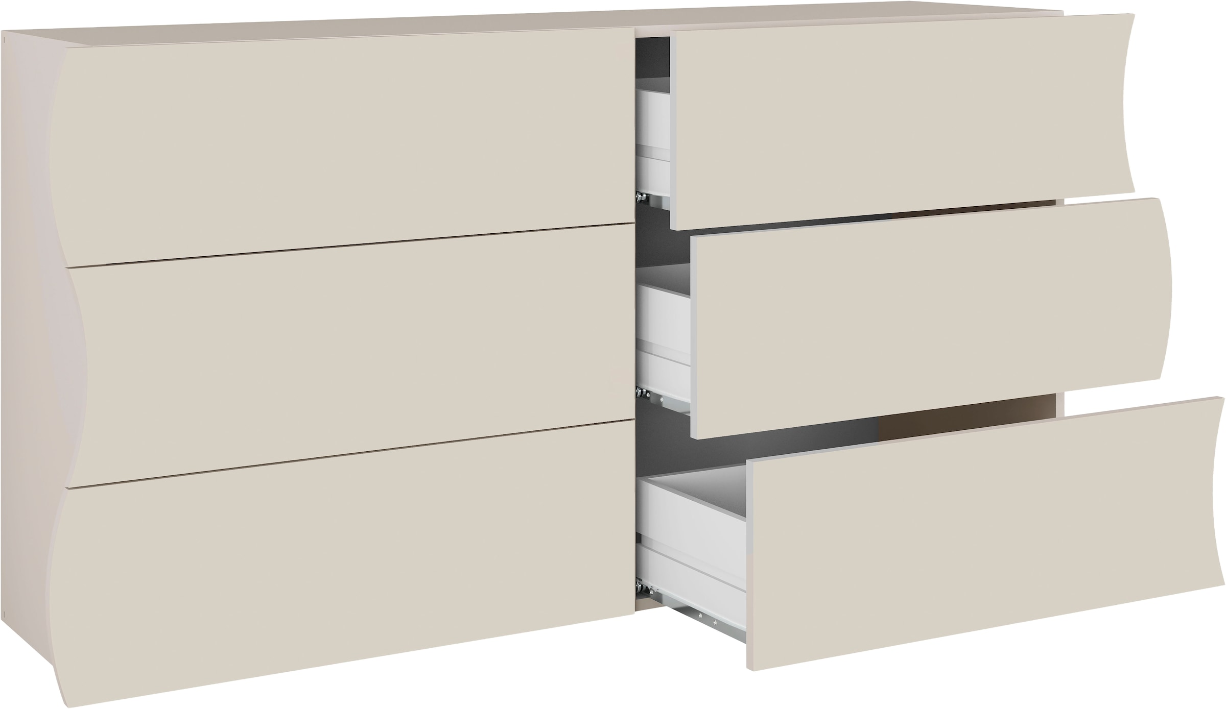 Home affaire Kommode »Onda« Onda, 154 cm breit, Kaschmir, mit 6 Schubladen, Made in Italy