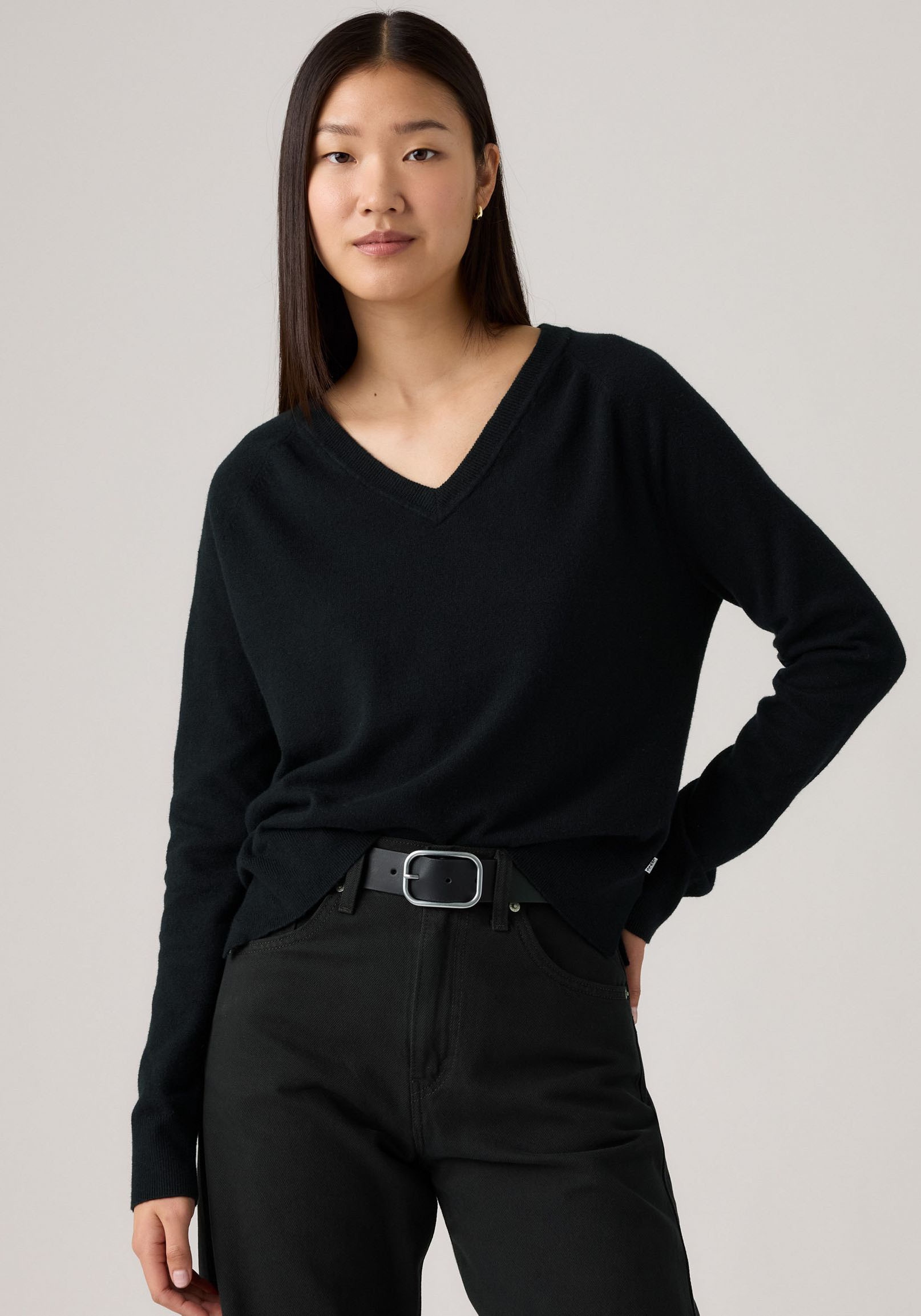 Levi's® V-Ausschnitt-Pullover »SUPER SOFT VNECK PULLOVER« im Bund beidseitig mit kurzem Schlitz