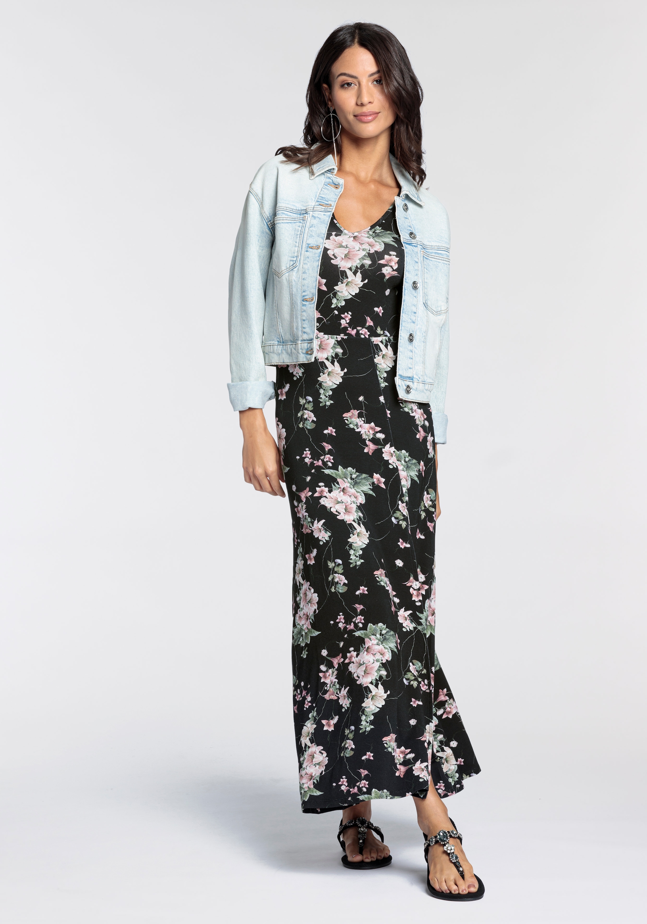 Melrose Maxikleid, festliche Anlässe, femininer Stil, aus elastischer Viskosemischung