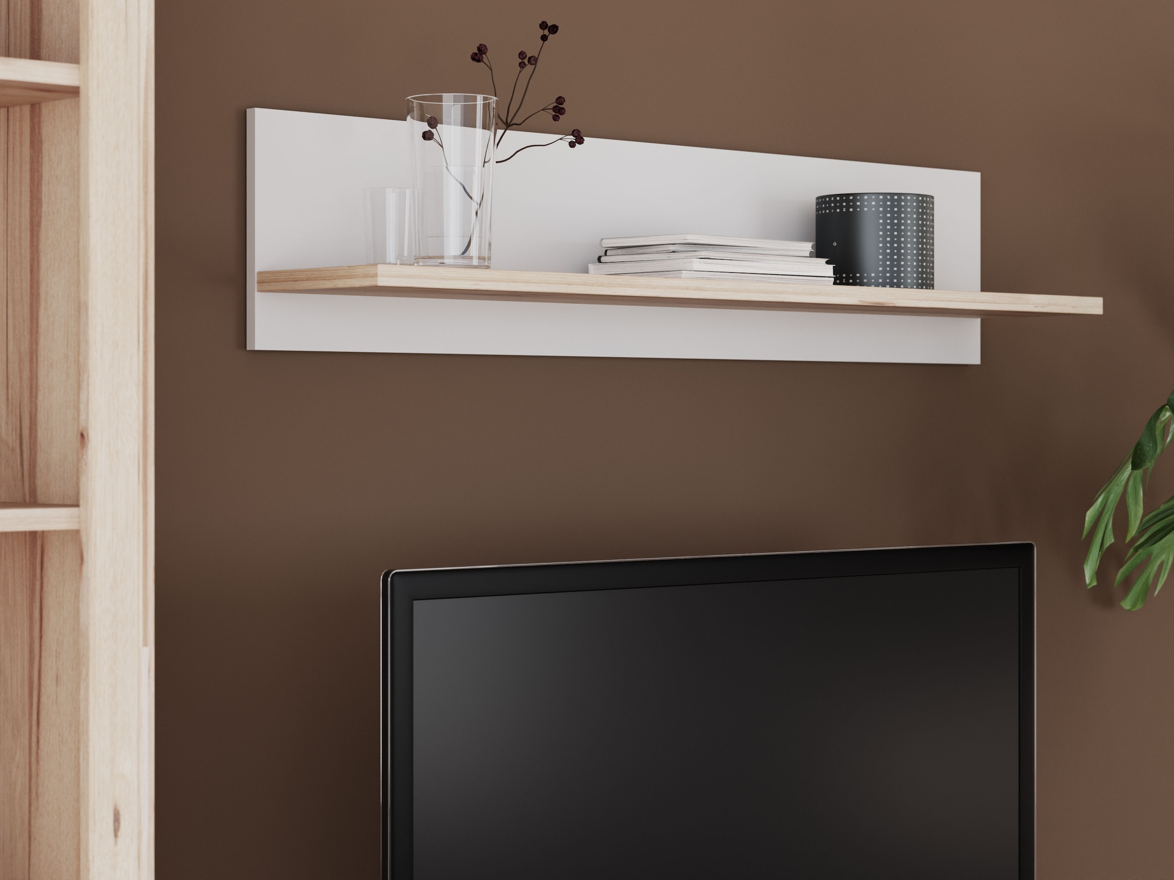 FORTE Wandboard »Vankka Regal Wandmontage«, (B/H/T 120/25,6/21,9 cm), Wandregal, zweifarbiges Dekor, einfache Montage
