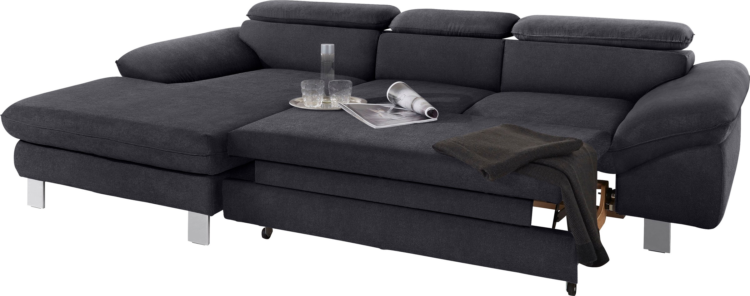 COTTA Polstergarnitur »Driver L-Form«, (Set, 2 tlg.), Set bestehend aus: Ecksofa mit Kopfteilverstellung & Hocker