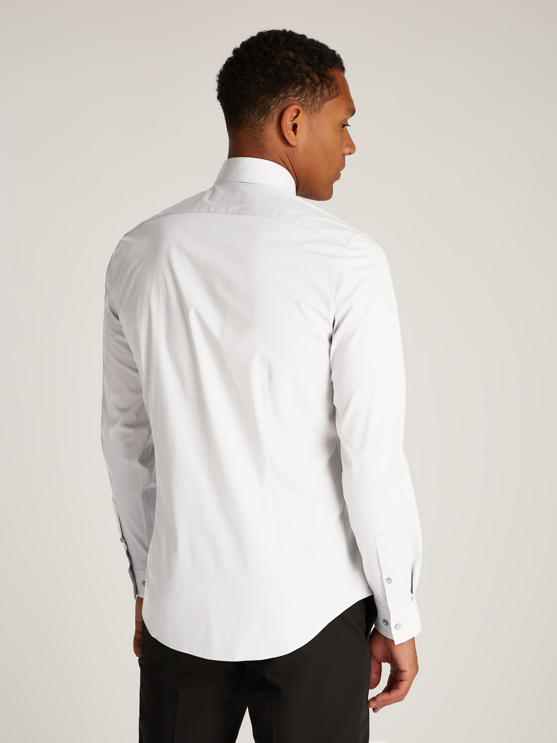 Calvin Klein Businesshemd »POPLIN STRETCH SLIM SHIRT«, mit Kentkragen, Logoprint auf Brusthöhe
