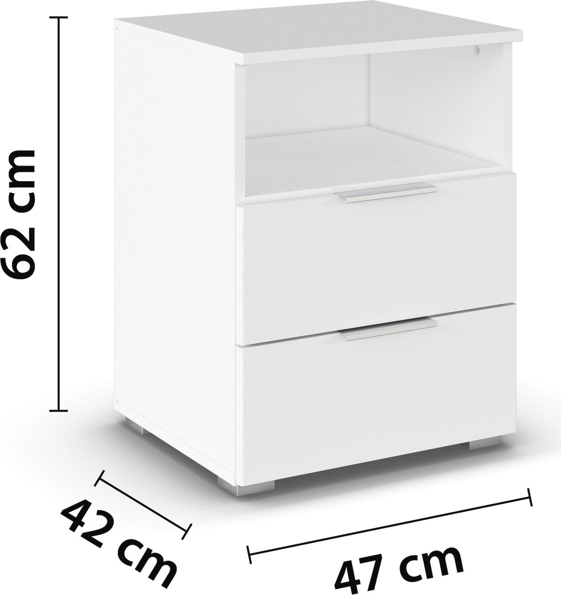 rauch Nachtkommode »Nachttisch Nachtschrank Nachtkonsole Beistelltisch AGORDO«, mit 2 Schubkästen und Nische, inkl. Filz-Inneneinteilung mit 3 Fächern