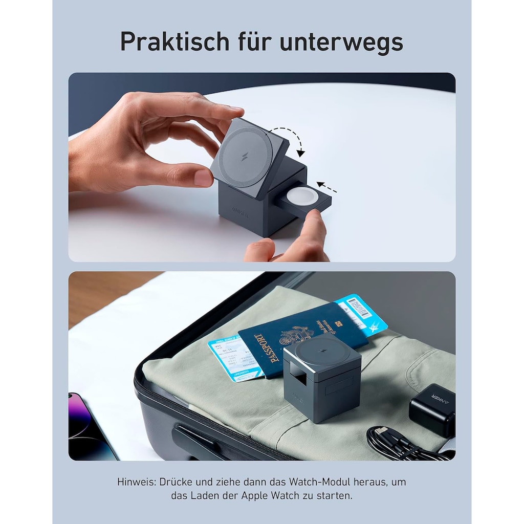 Anker Smartphone-Ladegerät »Charger 3-in-1 Cube with MagSafe«