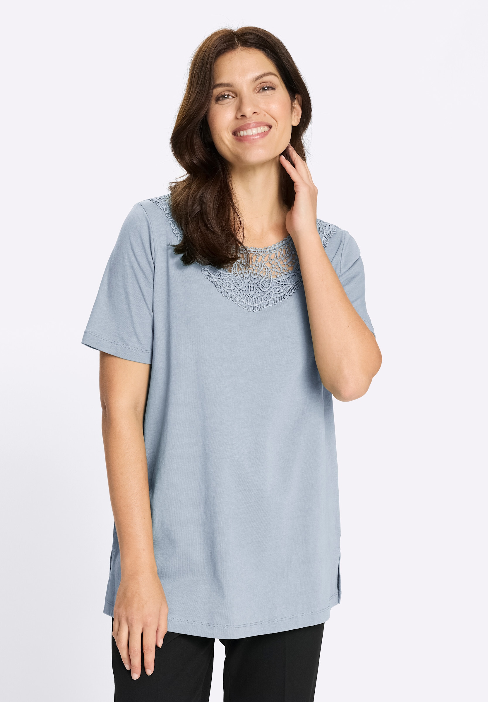 Sieh an! Longshirt »Longshirt Longshirt mit Spitzeneinsatz«