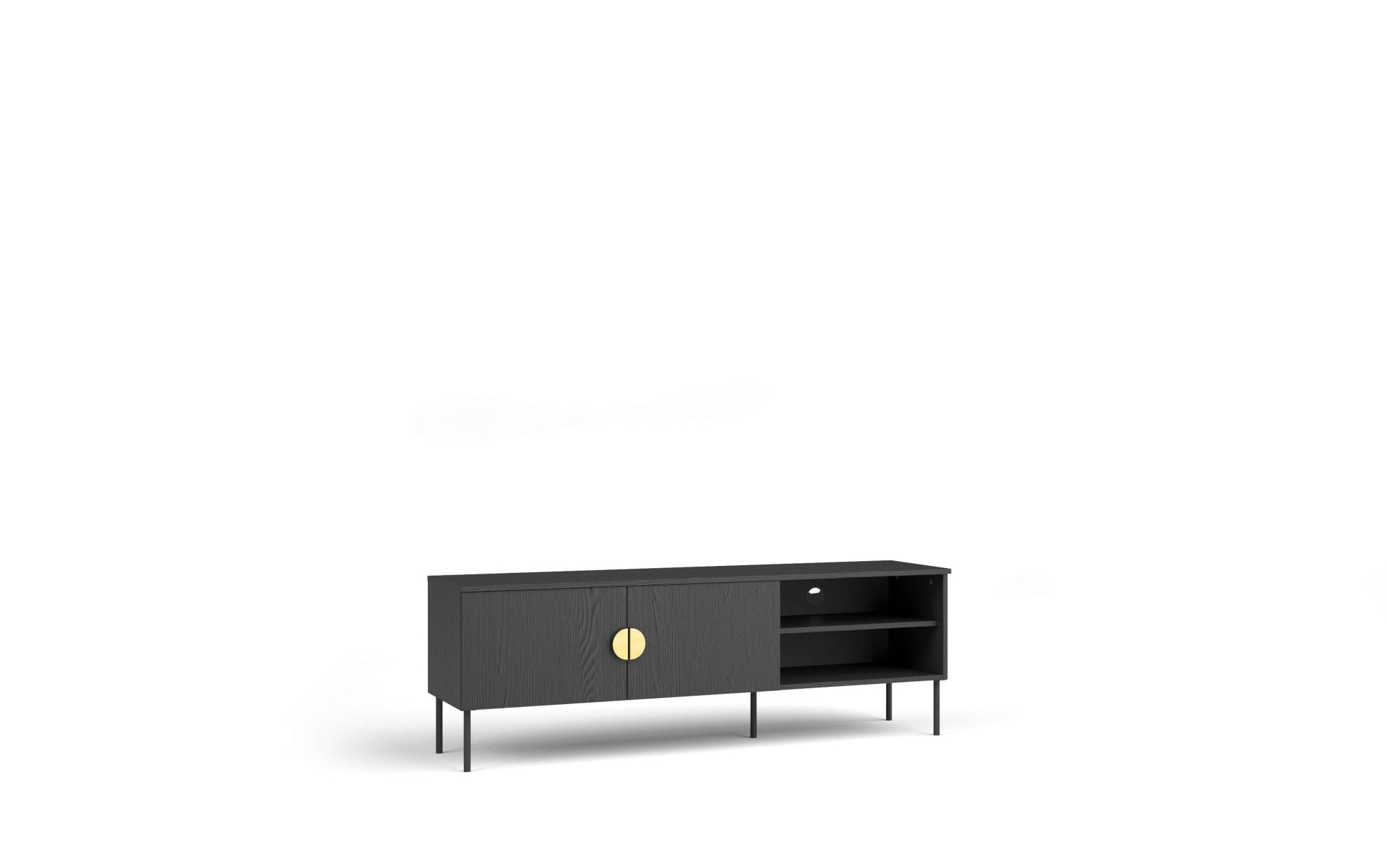 Home affaire Lowboard »BELLOT TV-Schrank mit 2 Türen, Maße B/T/H: 160/40/53,6 cm«, (1 St.), schwarze Farbe, mit holzähnlicher Struktur