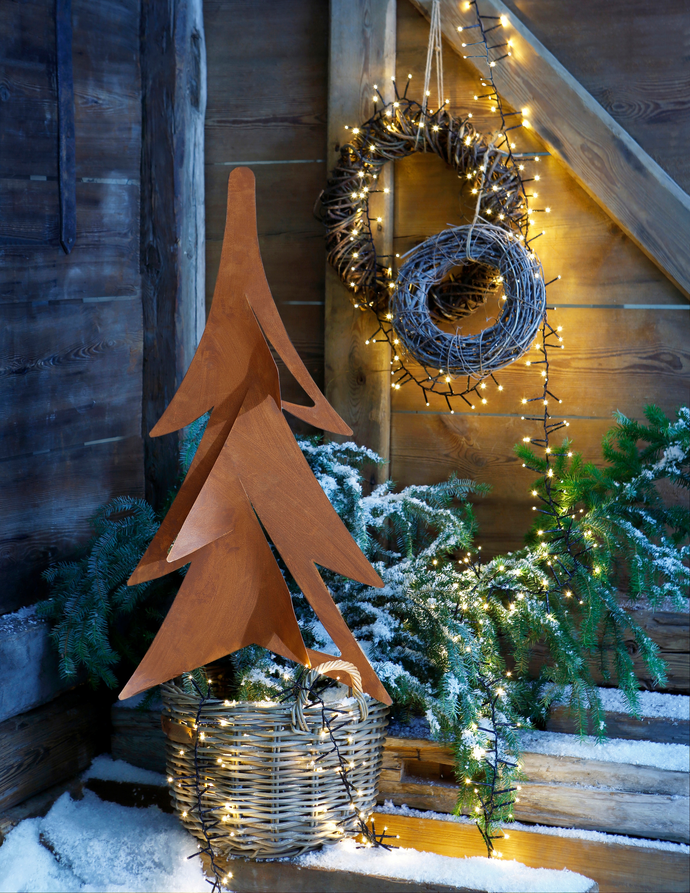 my home Dekobaum »Tanne, Weihnachtsdeko mit Höhe 100 rostiger aus ca. aussen«, Oberfläche, Gartenstecker cm Metall