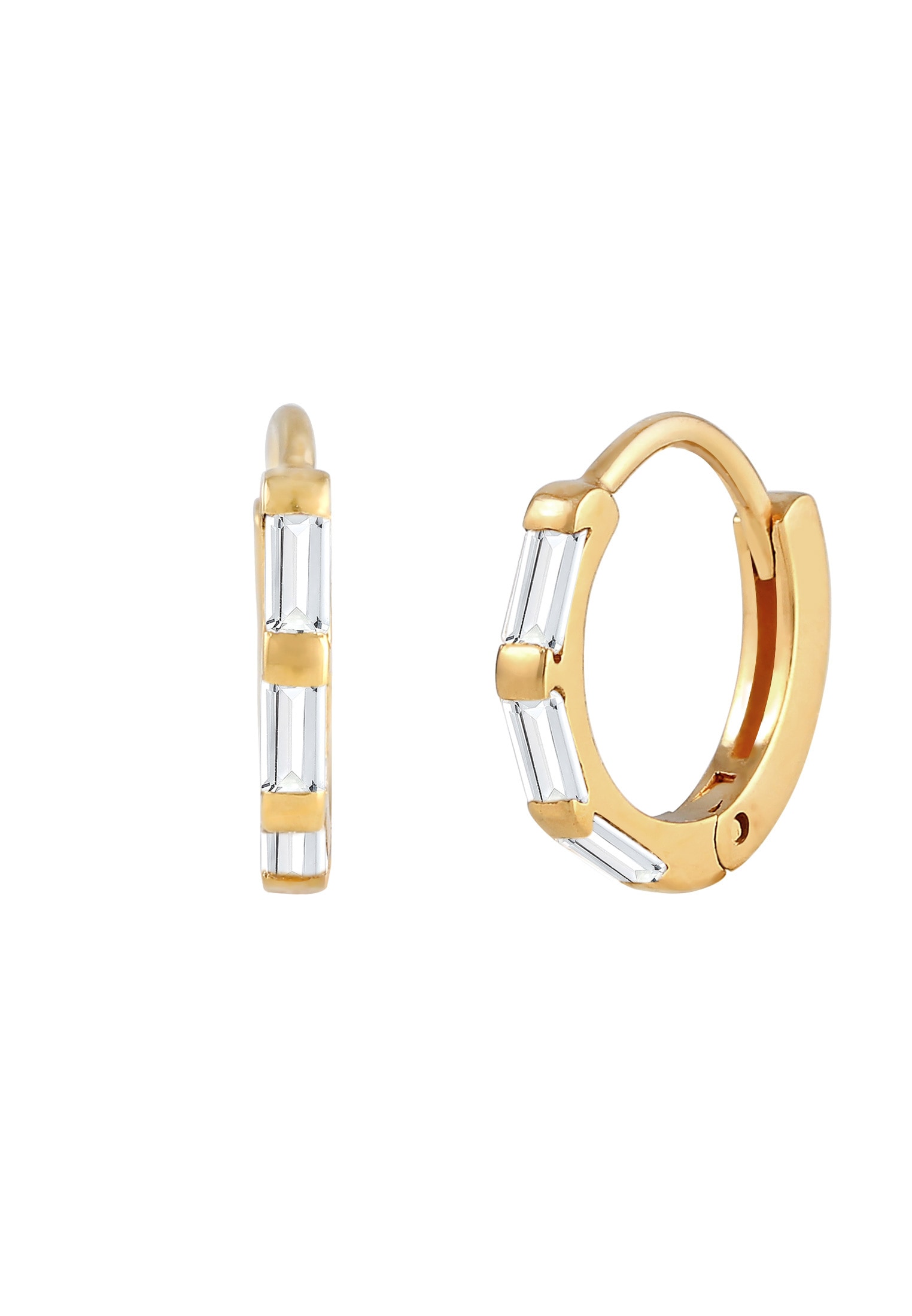 Elli Premium Paar Creolen »Ohrringe Creolen Topas Edelsteine Rechteck 925 Silber«