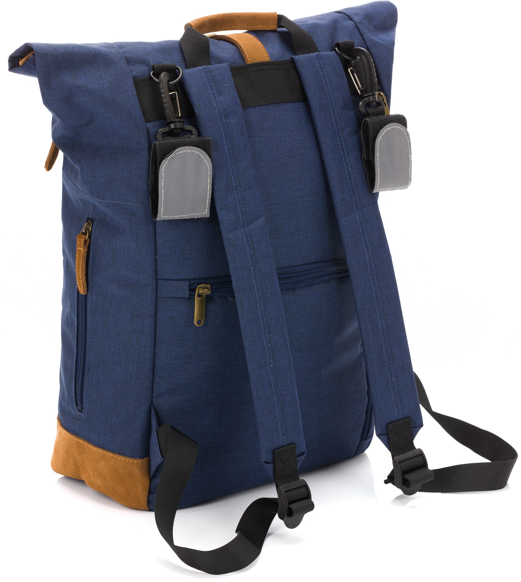 Fillikid Wickelrucksack »Rolltop Berlin, navy melange«, Reflektoren, inkl. Wickeltunterlage