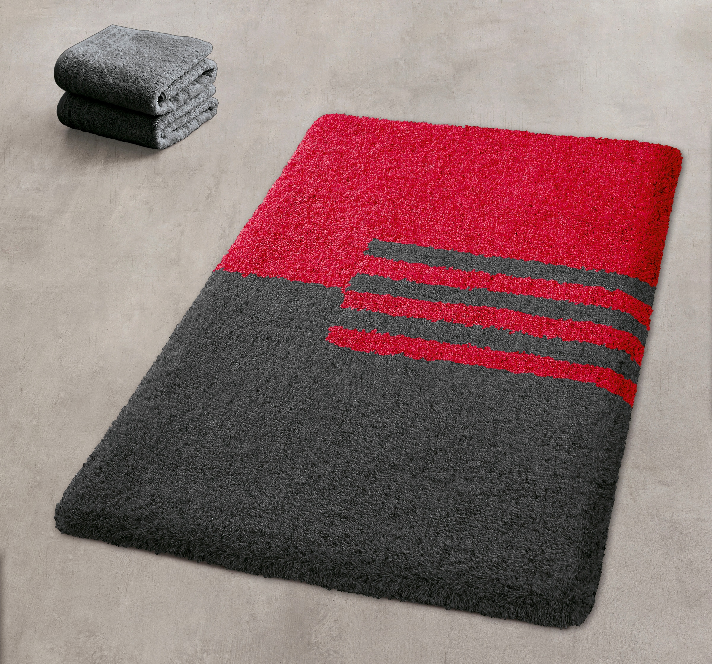 Kleine Wolke Badematte »»Dynamic«« Höhe 20 mm rutschhemmend beschichtet fußbodenheizungsgeeignet Badteppich, modernes geometrisches Design