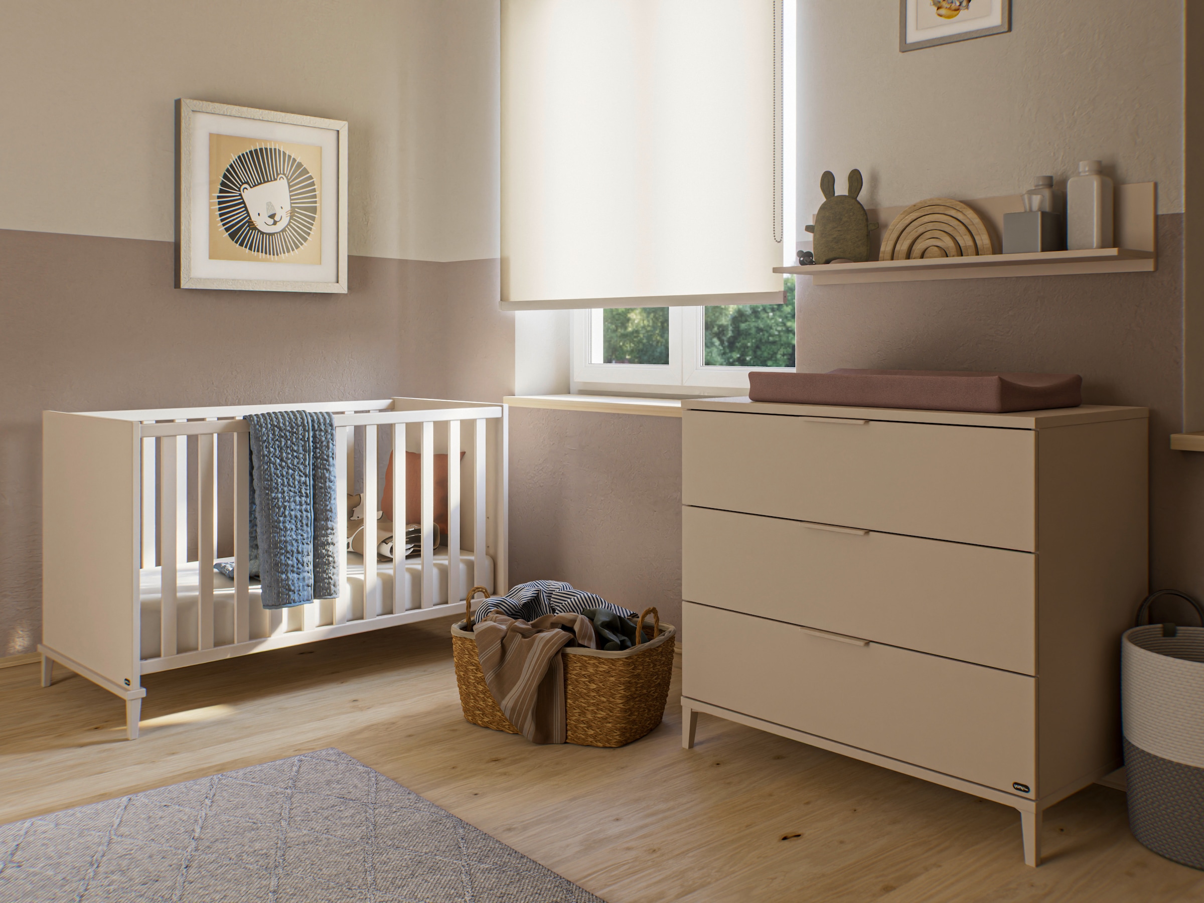 YUNY by PAIDI Babybett »SISTER LOU in Beige« Gitterbett höhenverstellbar, Kinderbett