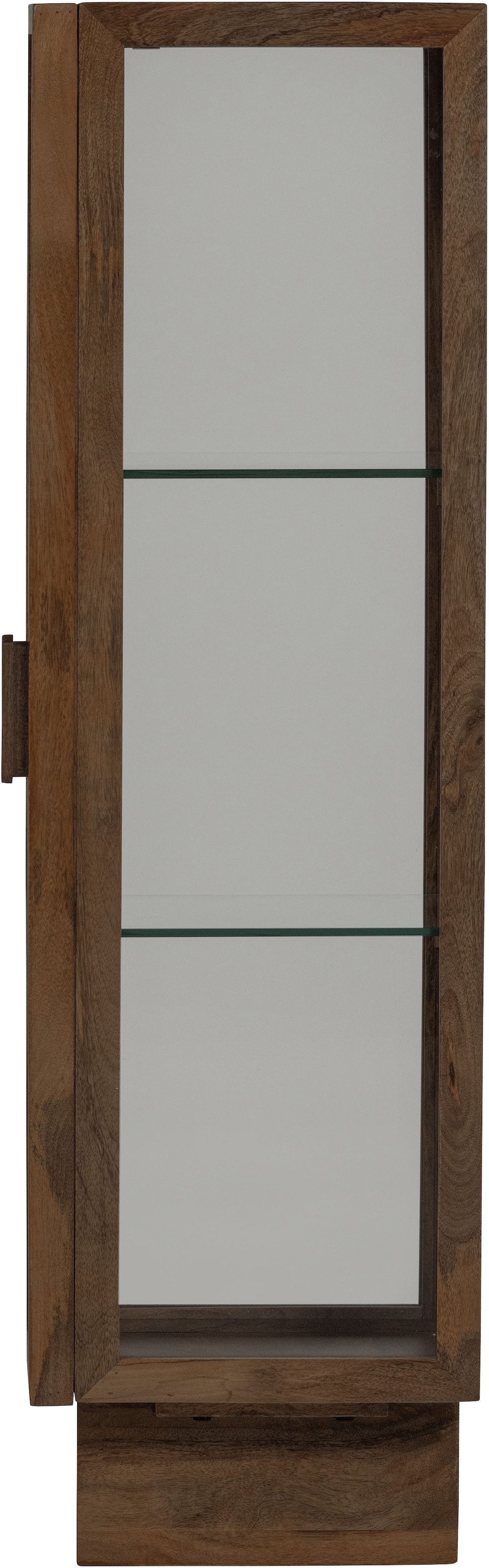 WOOOD Vitrine »Kella Mangoholz mit Glastüren und Glaseinlegeböden 40 x 39 x 137 cm« Wandbefestigung empfohlen, Tragkraft 5–7 kg pro Glasboden