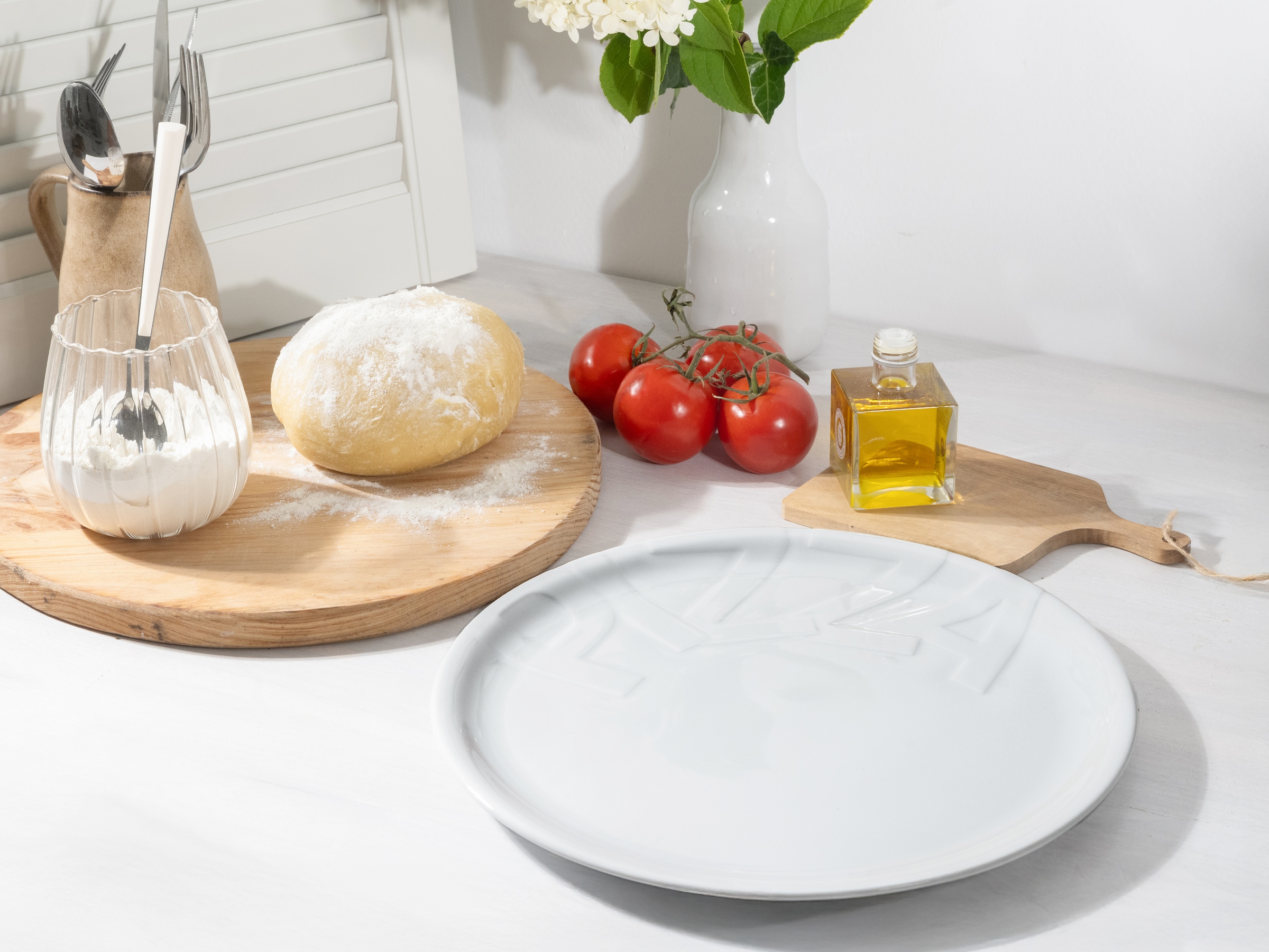 CreaTable Pizzateller »Essteller« Teller Set für 4 Personen, weiß, Porzellan