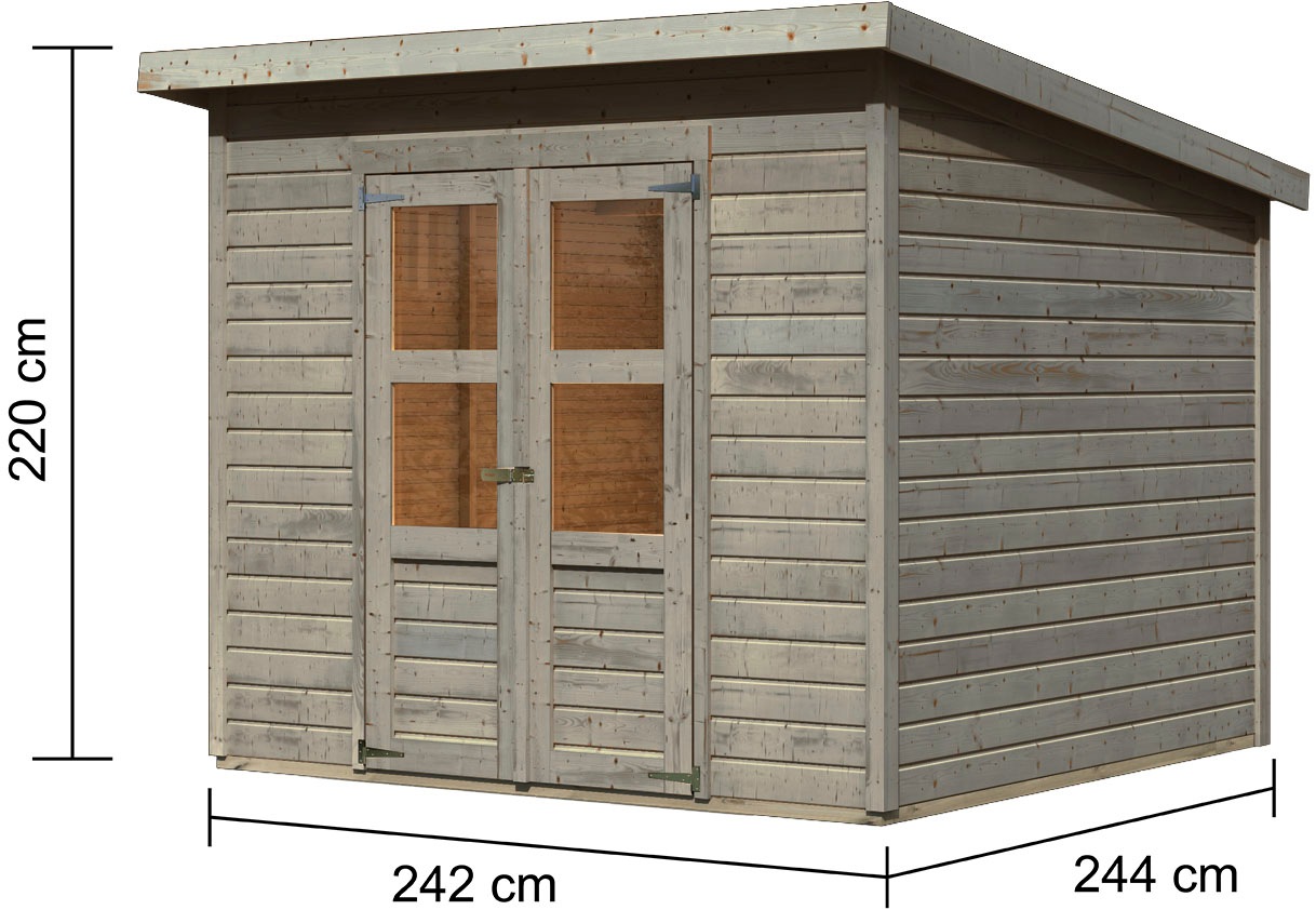 Karibu Gartenhaus »"Merseburg 6" vorvergraut« aus Fichtenholz, farbig lasiert
