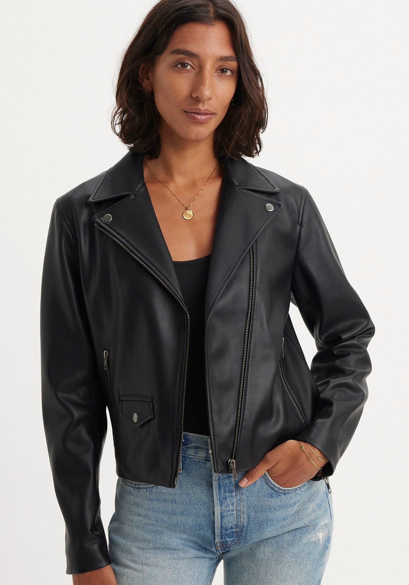 Levi's® Lederimitatjacke »LELOU SHRUNKEN MOTO BLA«