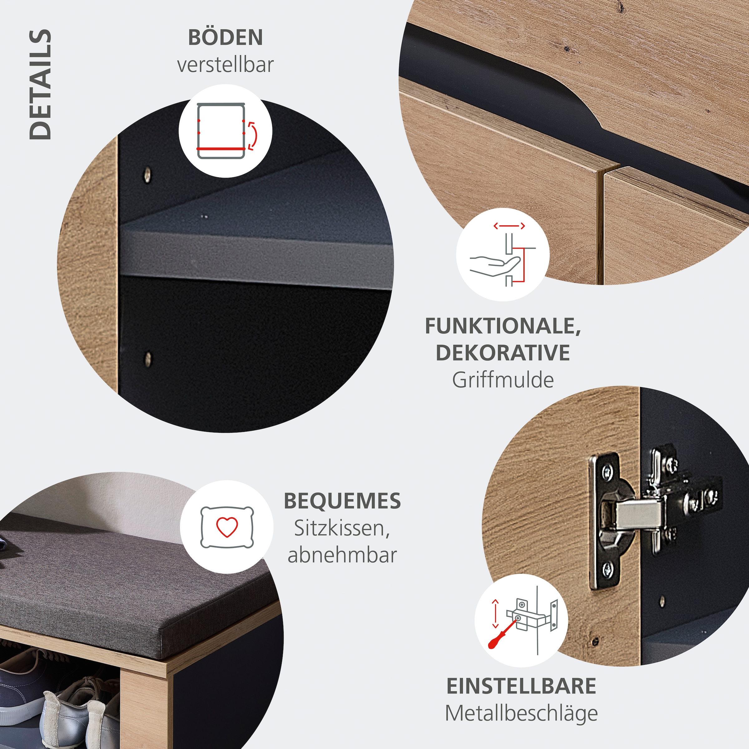 OTTO home Schuhschrank »Fargo Schuhschrank, 80/107/38 (B/H/T cm)« 1 Stk. tlg. 2 türig, Schubkasten, Soft Close,