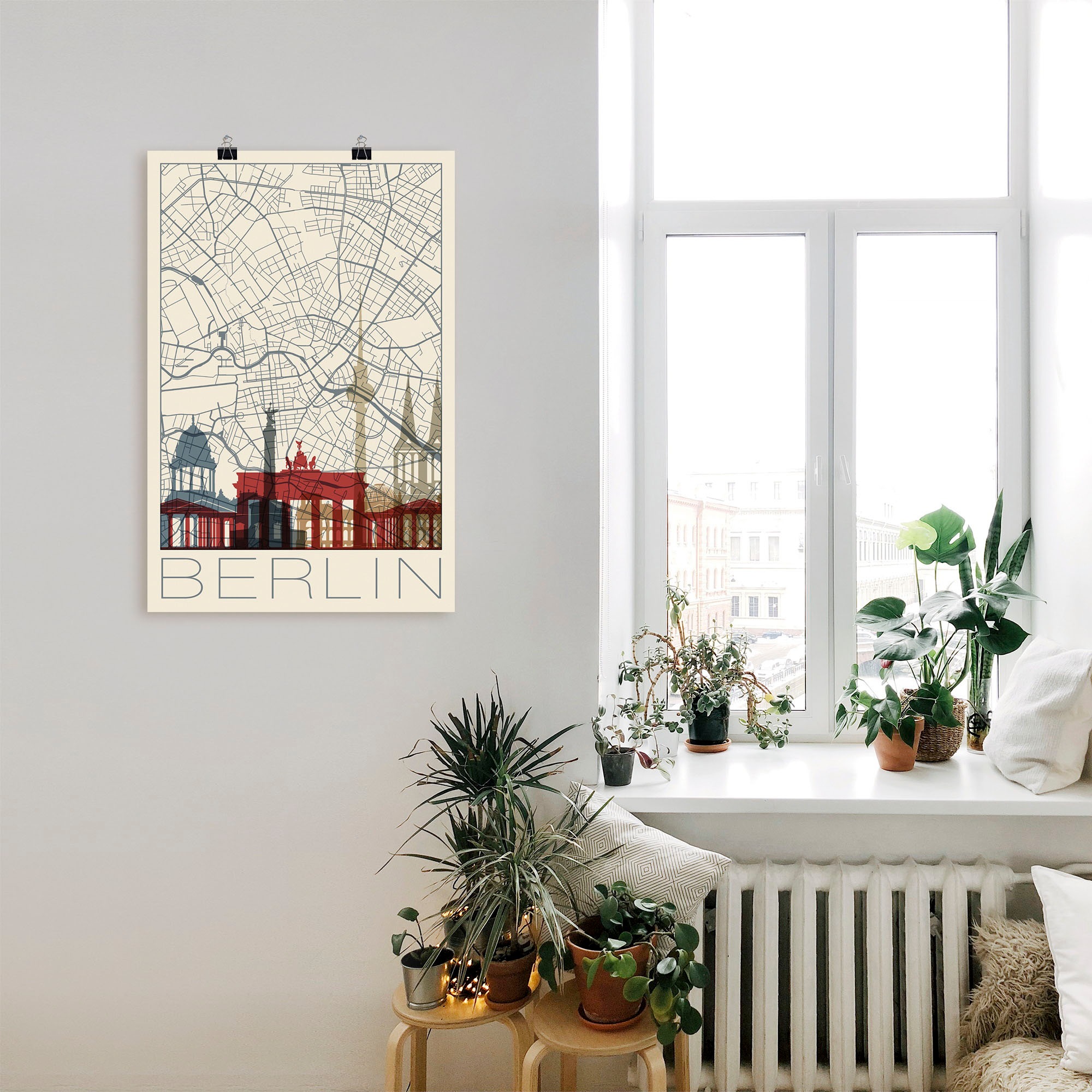 Artland Poster »Retro Karte Berlin«, Deutschland, (1 St.), als Alubild, Leinwandbild, Wandaufkleber oder Poster in versch. Größen