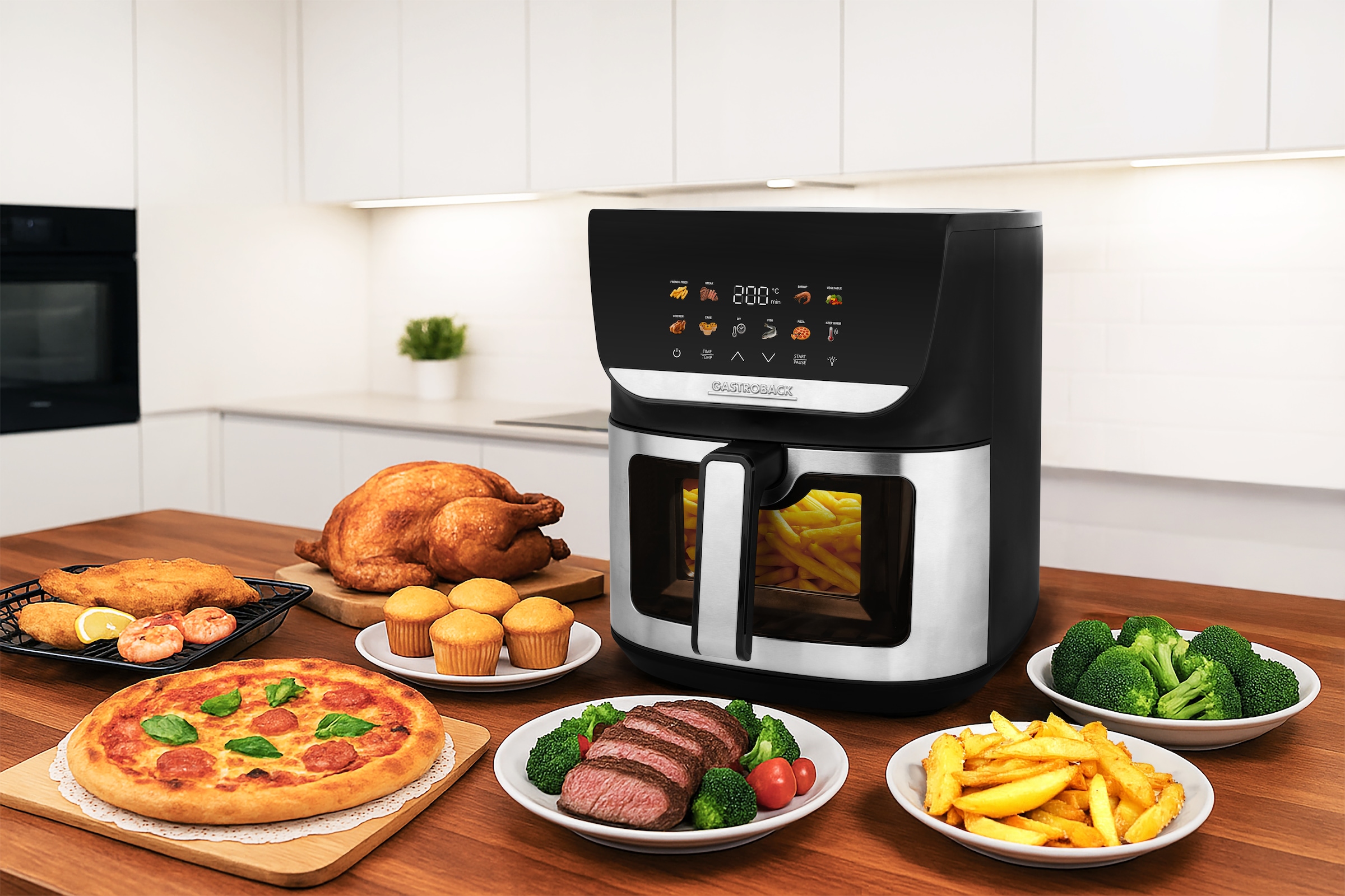 Gastroback Heißluftfritteuse "Heißluftfritteuse 42586 Multi-Heissluftfritteuse Duo Family 9 L" 2000 W