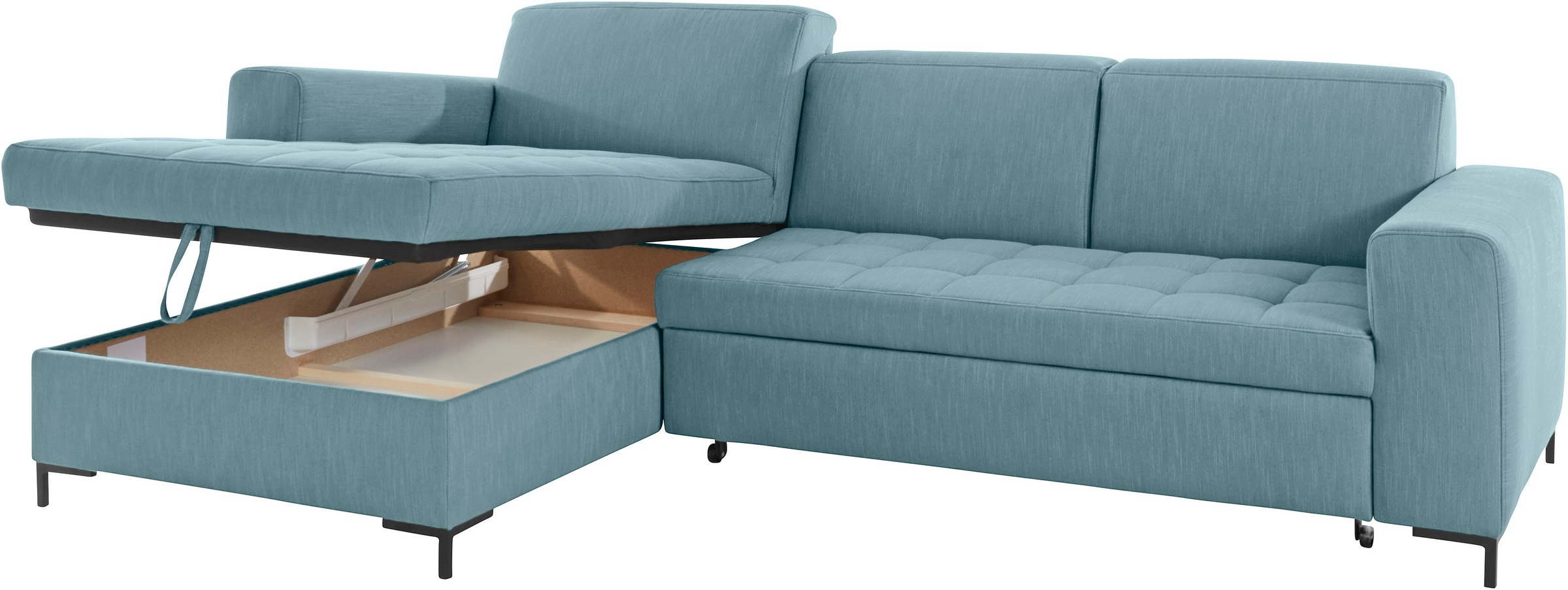 OTTO products Ecksofa »Grazzo, zeitlos & elegant, moderne Sitzheftung, Breite 266cm, L-Form«, hochwertige Stoffe aus recyceltem Material, Steppung im Sitzbereich