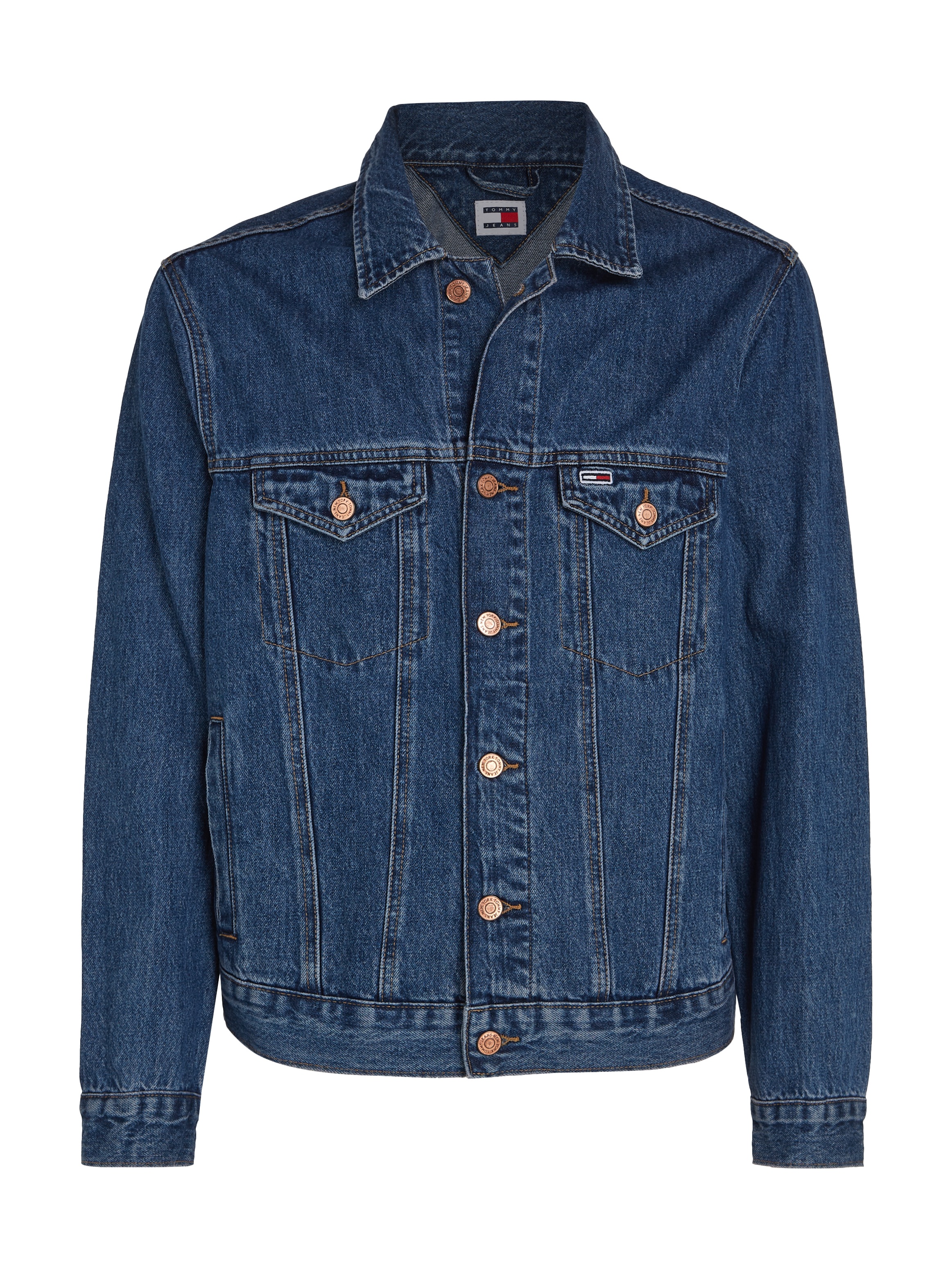 Tommy Jeans Jeansjacke »RYAN RGLR TRCKR JCKT«, leichte Used-Effekte