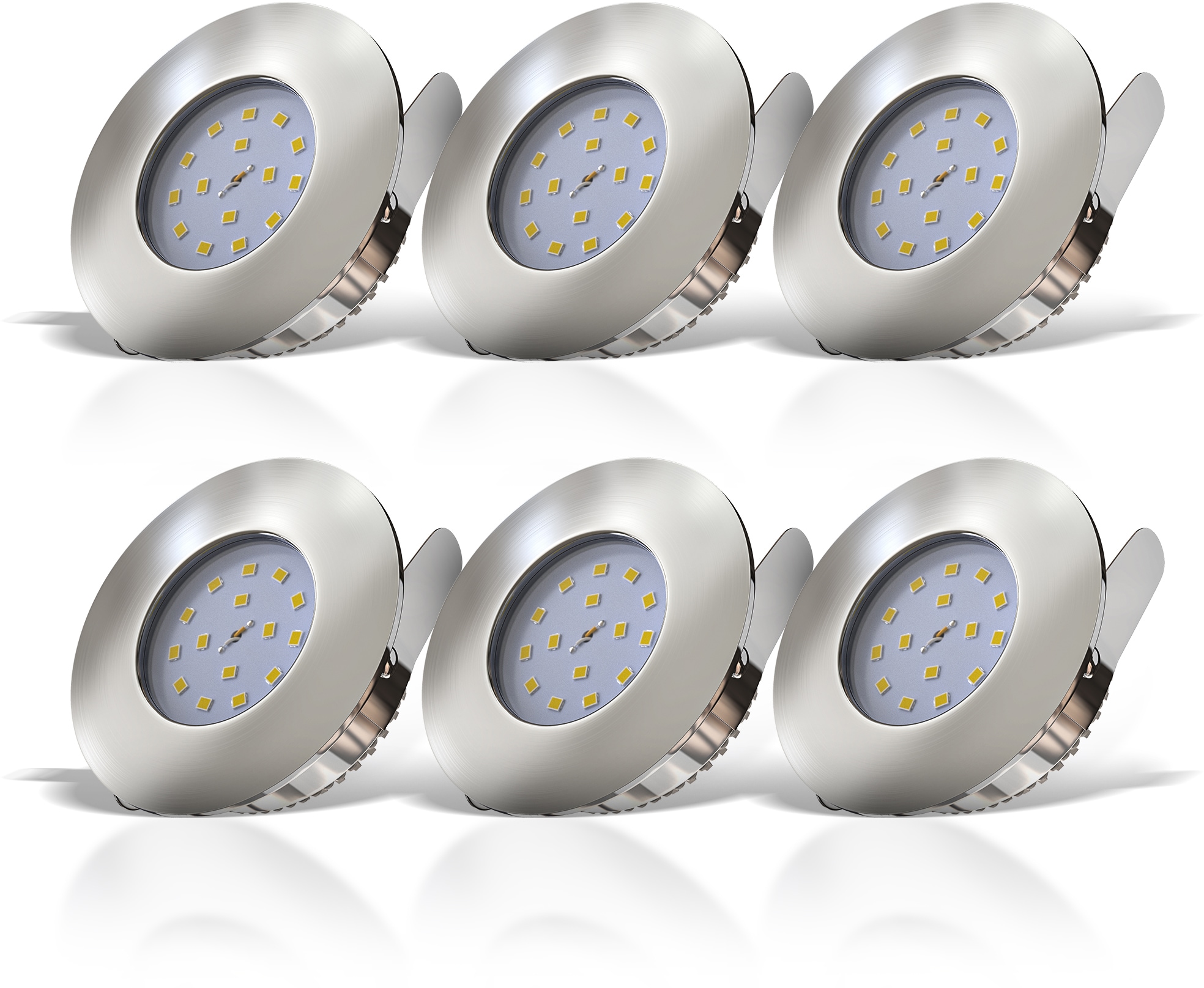 6X Ultra flach LED Einbauleuchten, dimmbar, 6W