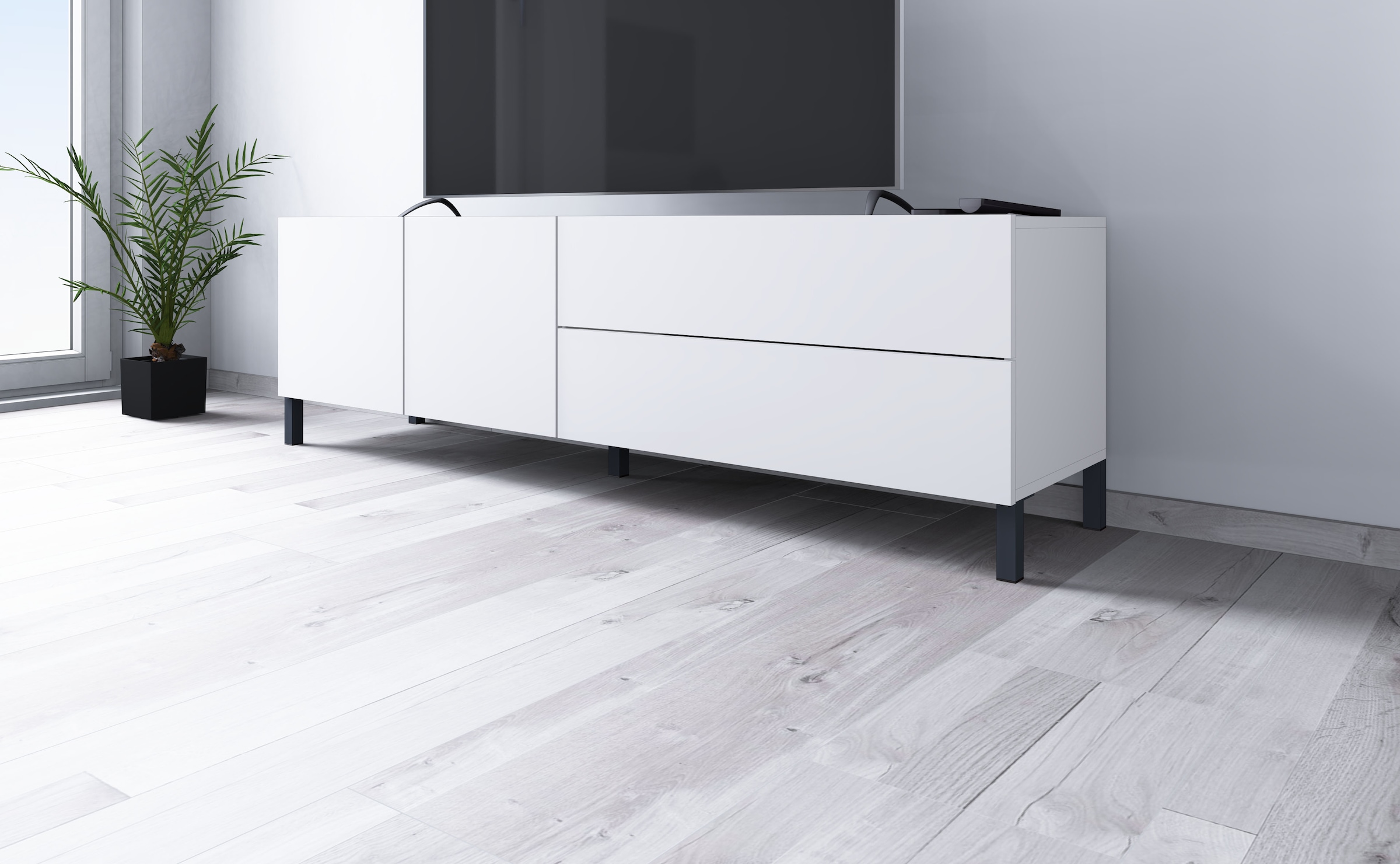 borchardt Möbel Lowboard Metallfüße, grifflose Optik