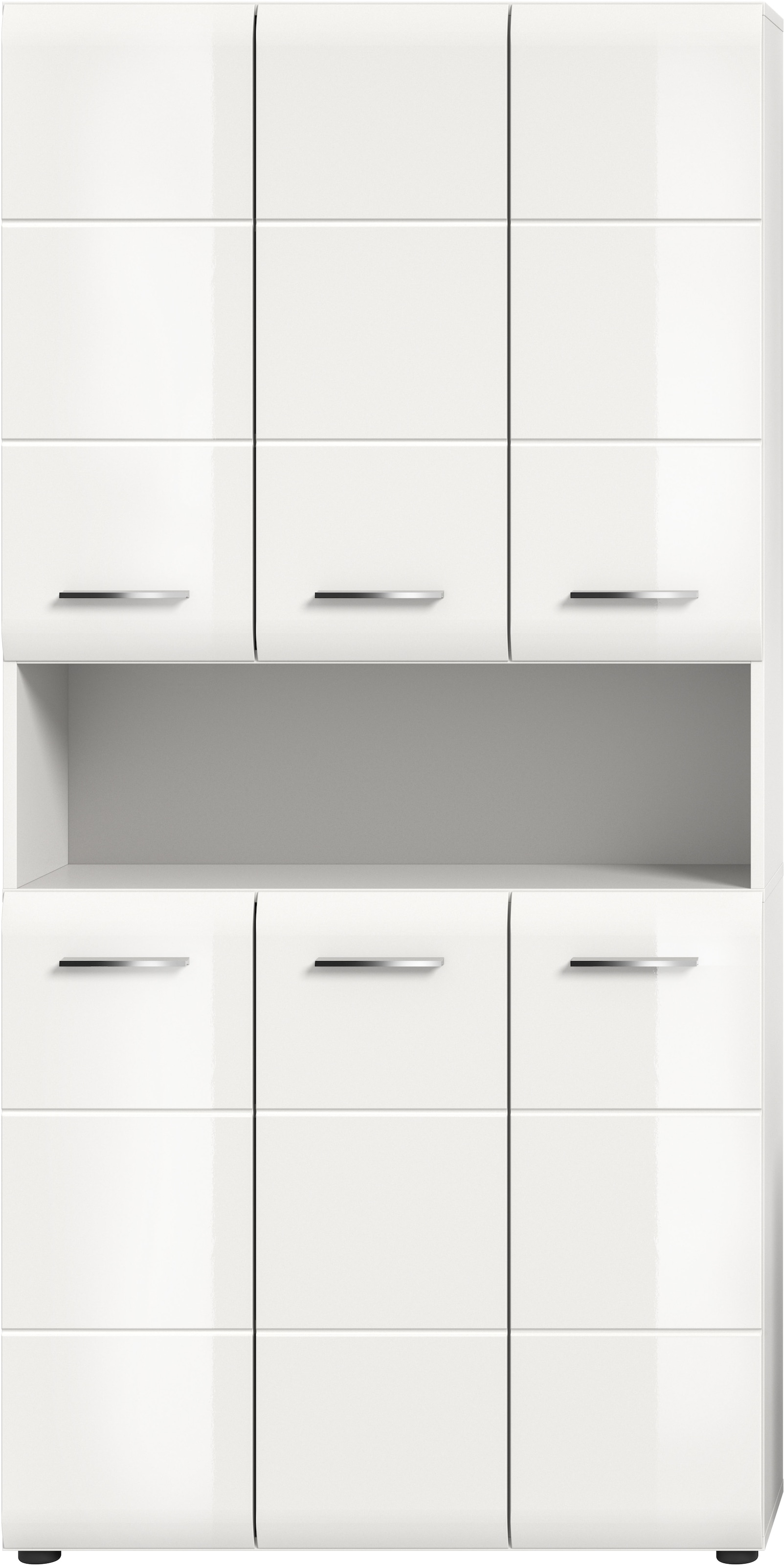 welltime Stauraumschrank 1 Stk. tlg. Florenz, Mehrzweckschrank, Weiß Hochglanz Tiefzieh, 13 Fächer