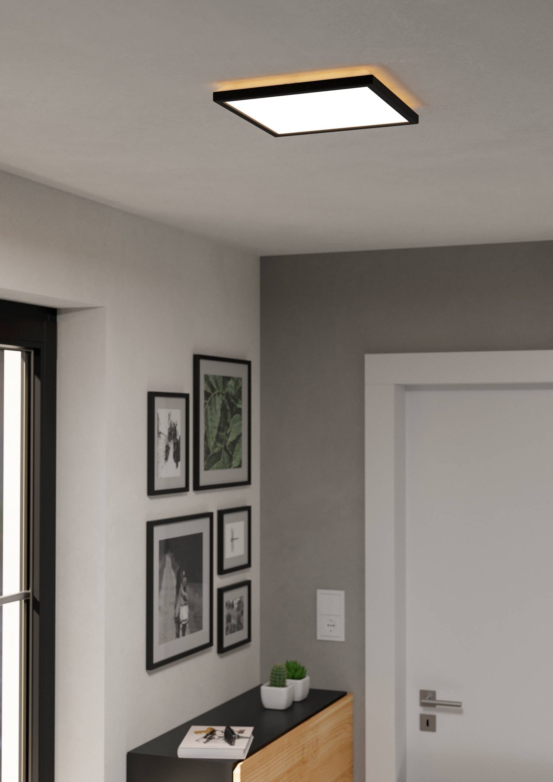 EGLO Deckenleuchte »Rovito-Z Deckenlampe, ZigBee 3.0, Kunststoff, Badezimmerlampe, IP44« LED-Modul 1 Stk. Kaltweiß | RGB Wand-/Deckenleuchte - L29 x B29 x H3 cm - schwarz - 13,4W inkl.