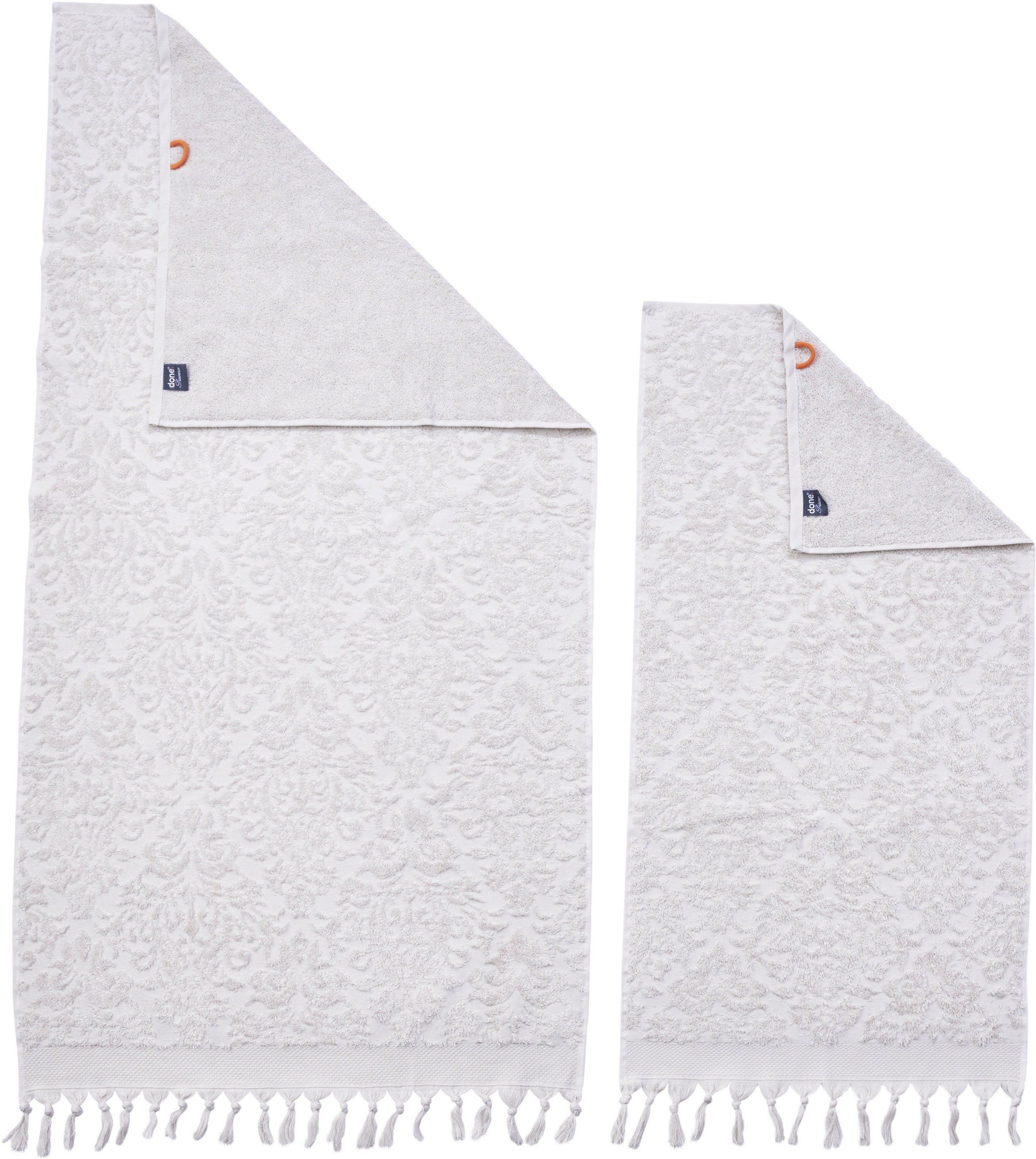 done.® Handtuch Set »Provence Ornaments«, (Set, 4 St., 2 Handtücher (50x100 cm)-2 Duschtücher (70x140 cm), Uni-Farben, Ornamente, mit Fransen