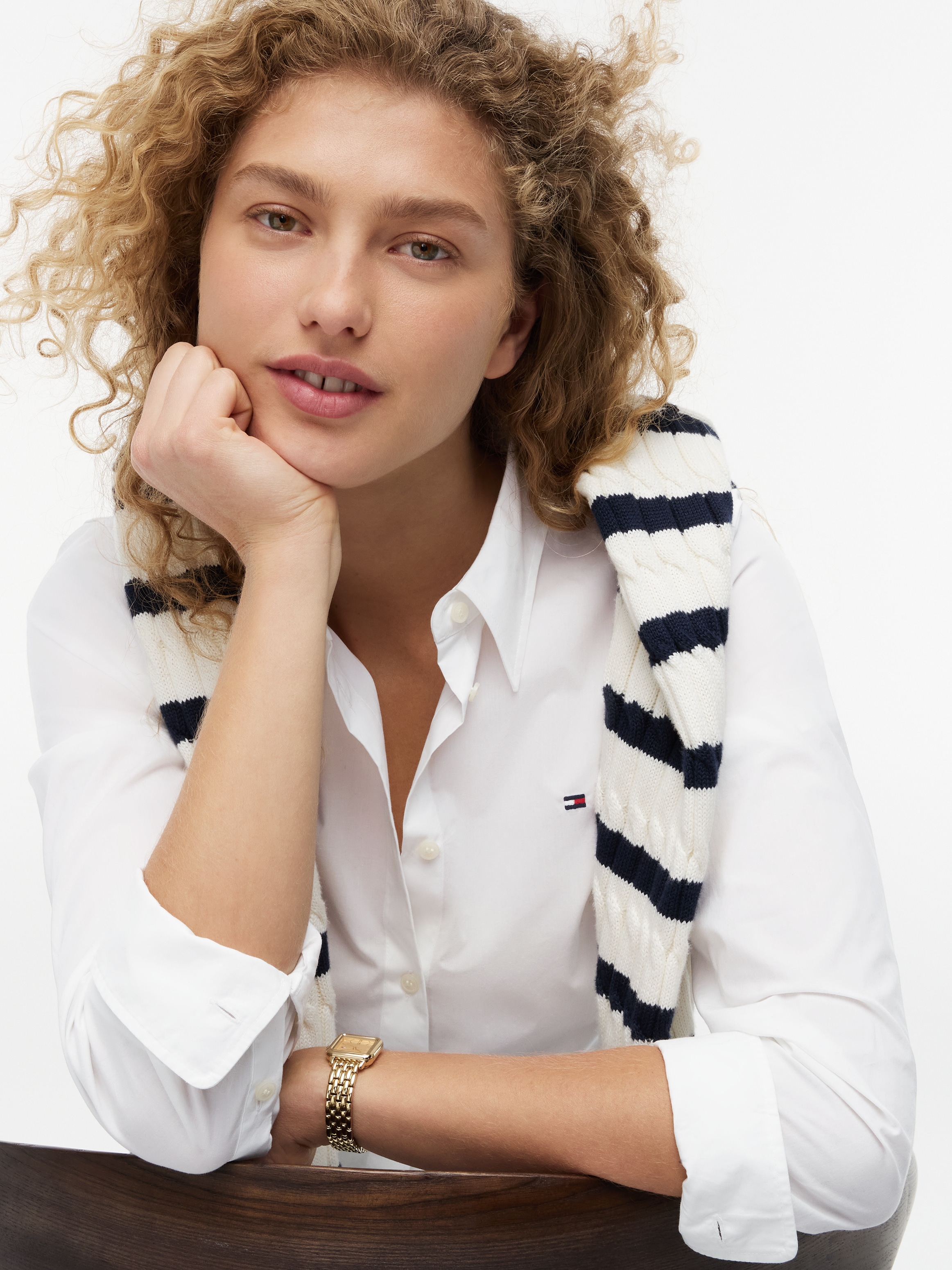 Tommy Hilfiger Hemdbluse »STRETCH REGULAR LS SHIRT« mit gesticktem Tommy Hilfiger Logo, Regular Fit