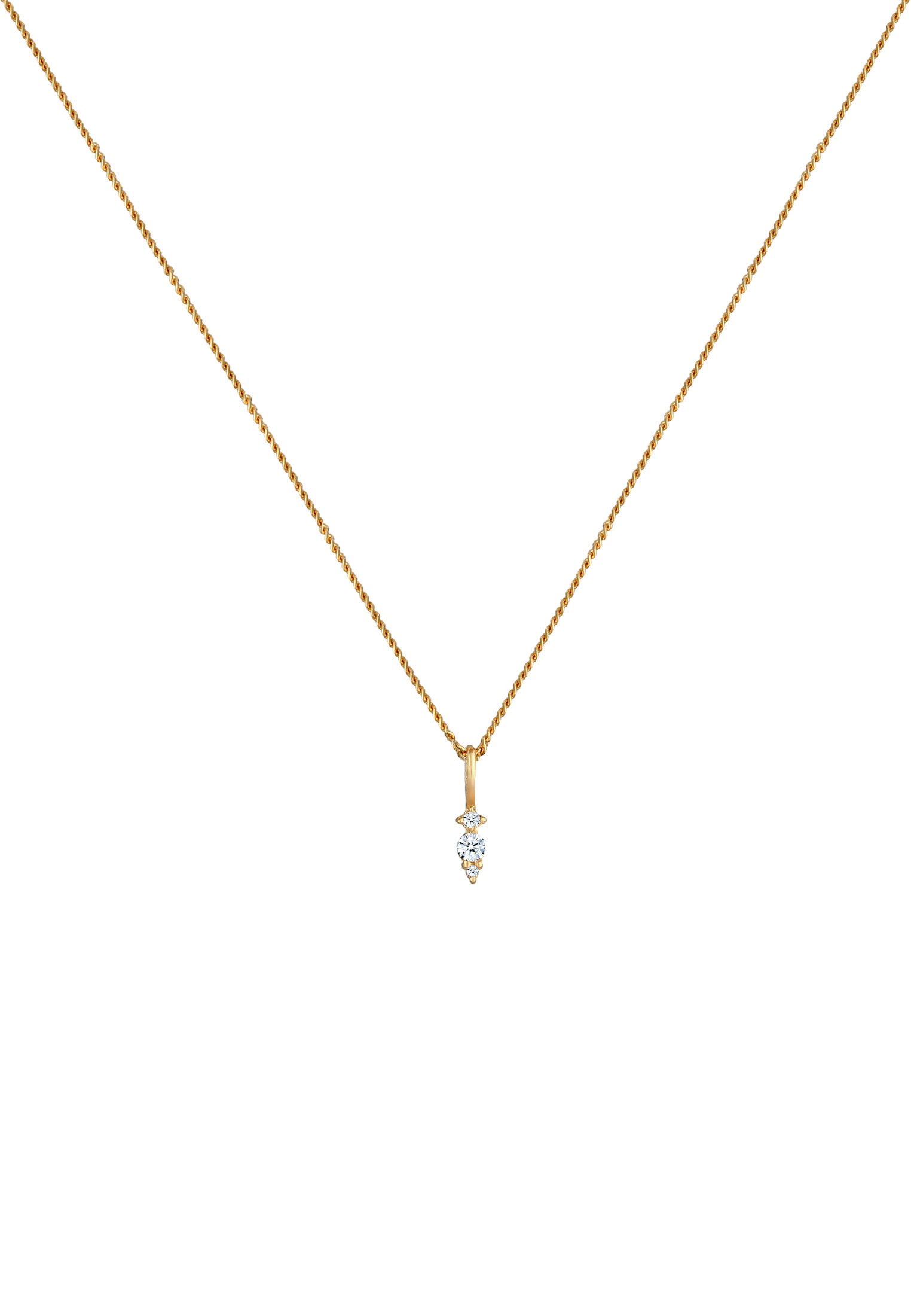 Elli DIAMONDS Silberkette »Halskette Diamant (0.05 ct.) Brillant Klassik 585 Gelbgold«