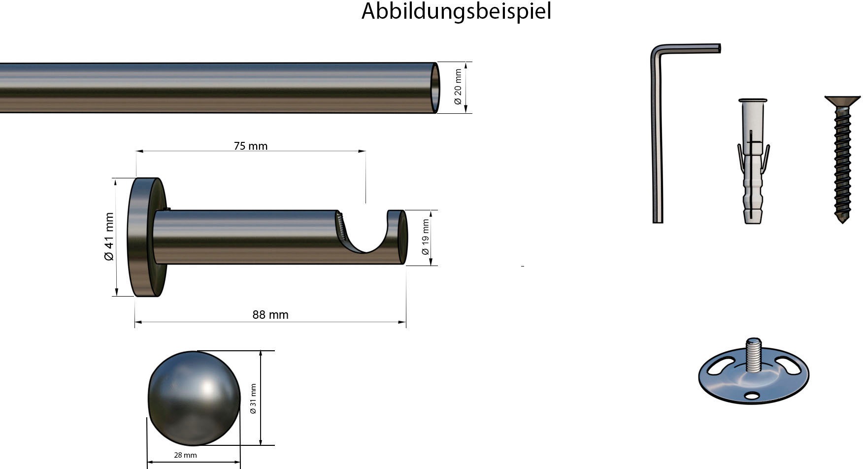 indeko Gardinenstange »Colombes«, 1 läufig-läufig, Wunschmaßlänge, Komplett-Set inkl. Montagematerial
