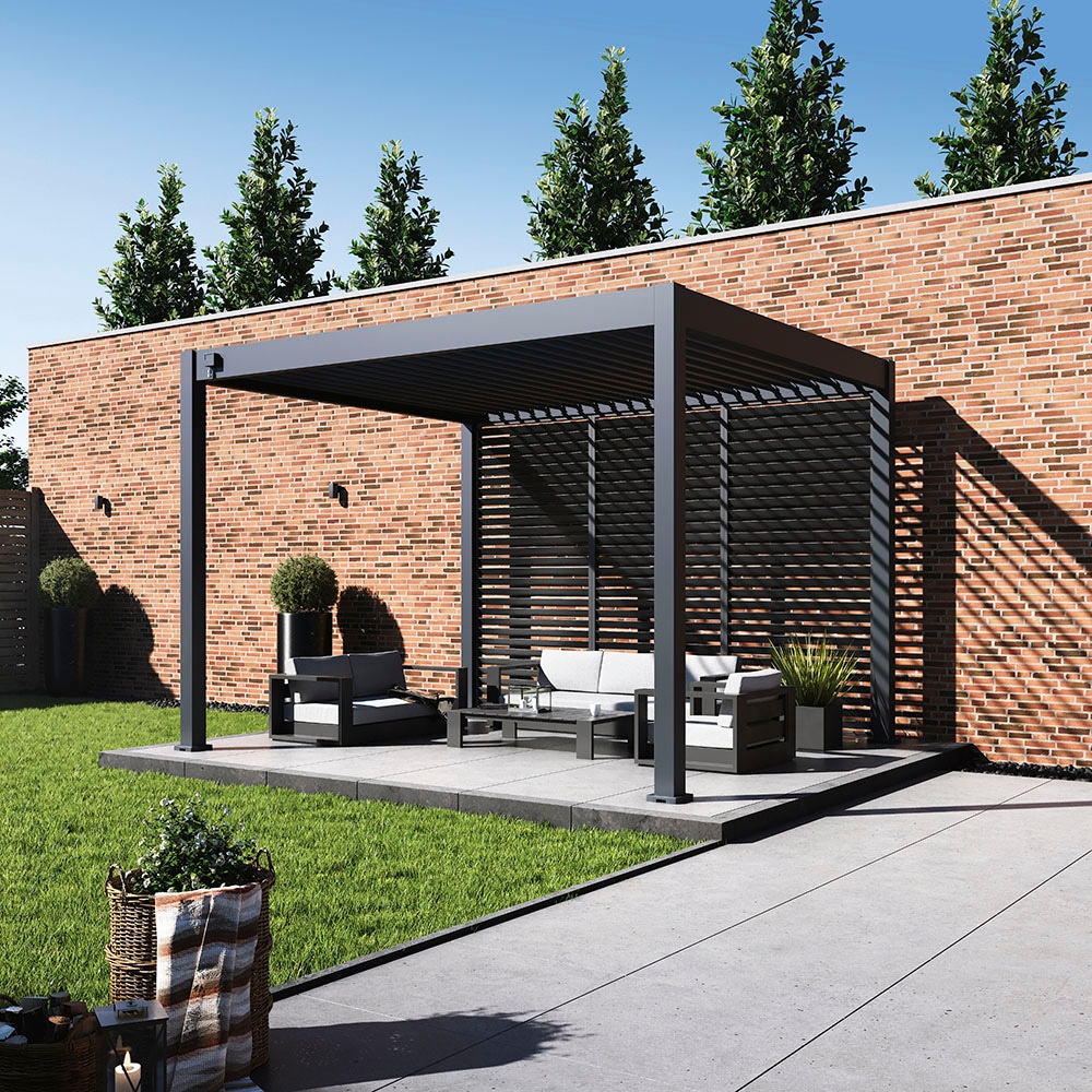 Paragon Pavillonseitenteil »Lamellen Sichtschutz für Pergola Grand Tuscan 12 Grau«