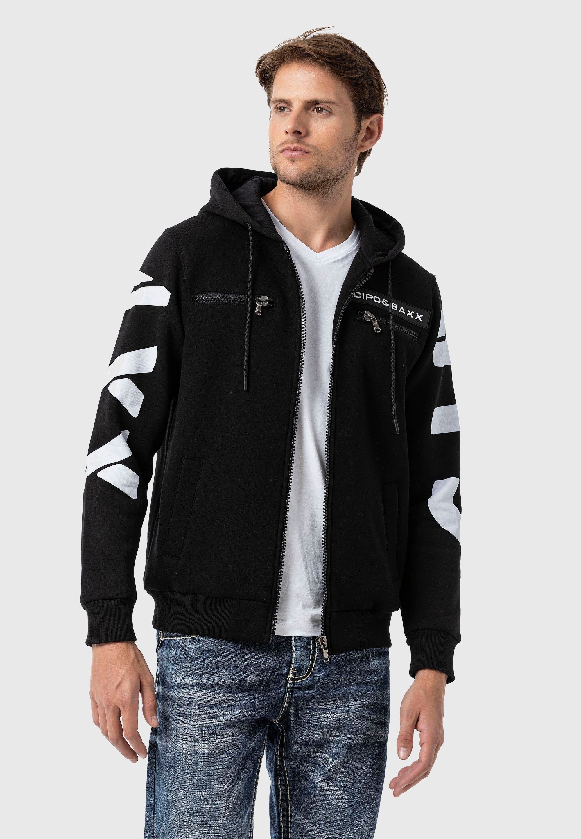 Cipo & Baxx Strickjacke »Cipo & Baxx Sweatjacken« mit Ärmel- und Rückenprint