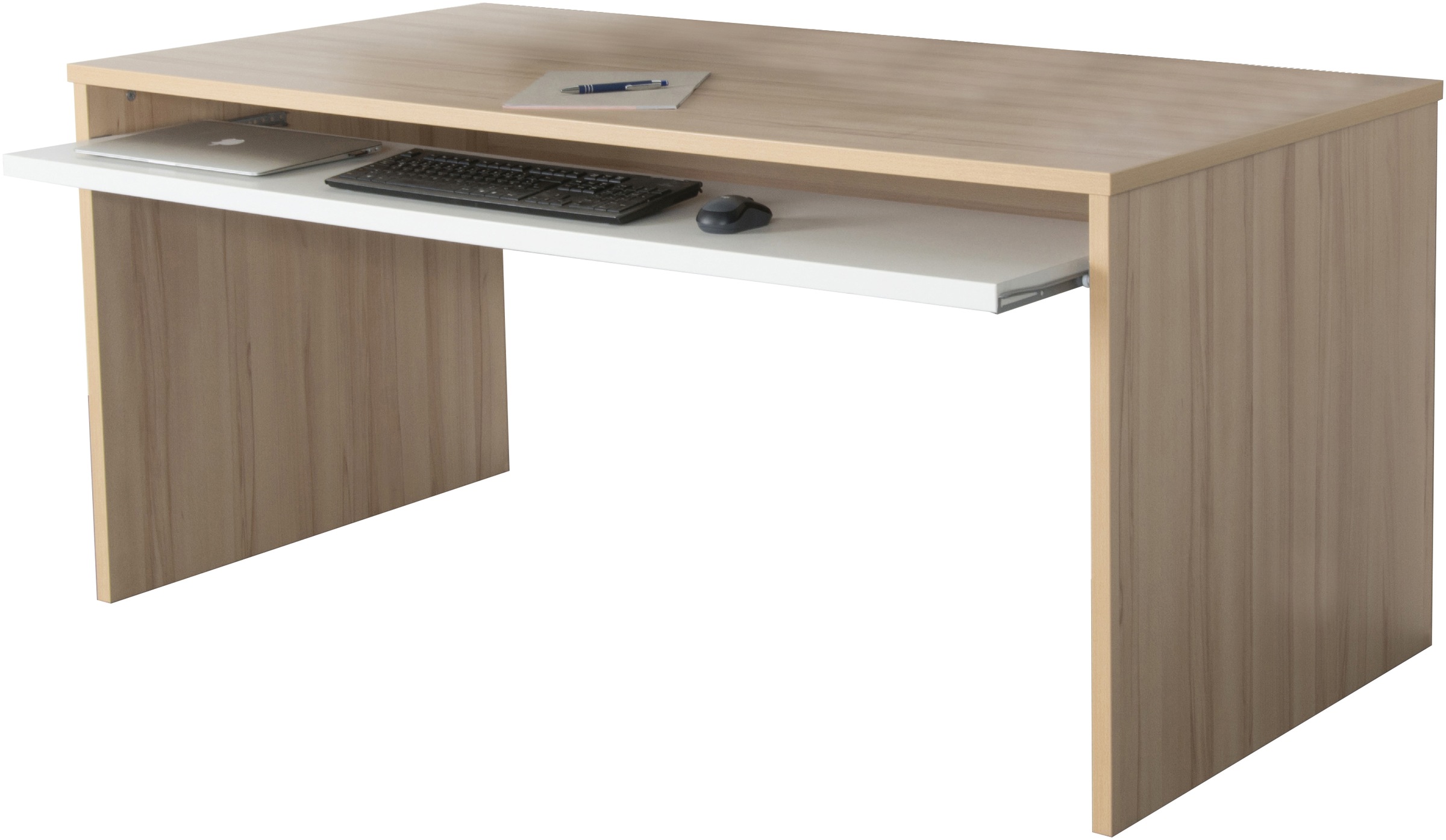 VOGL Möbelfabrik Schreibtisch »Barrie mit 2-farbigem Tastaturauszug«, in 2 Breiten, 2,5 cm Tischplattenstärke, Made in Germany