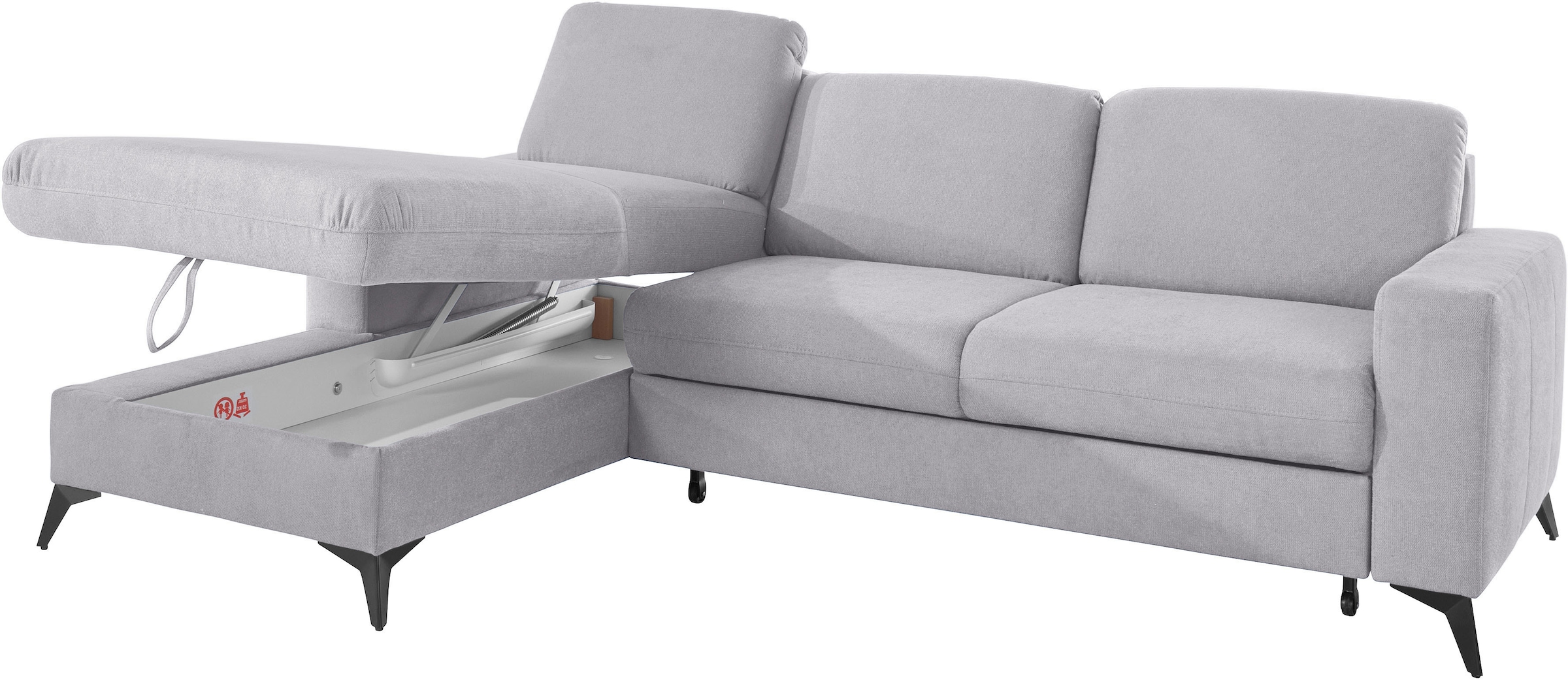Places of Style Ecksofa »Lolland L-Form«, Wahlweise mit Bettfunktion und Bettkasten, Federkern