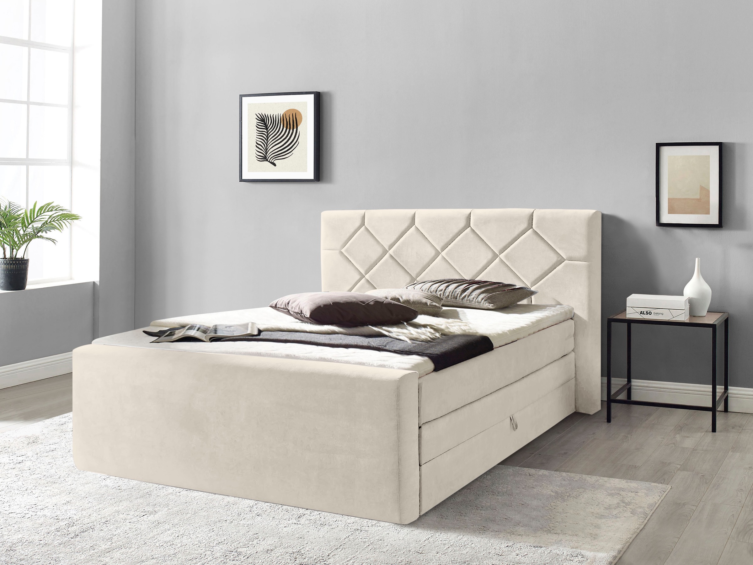 Places of Style Boxspringbett »Atlanta«, inklusive Topper und Bettkasten