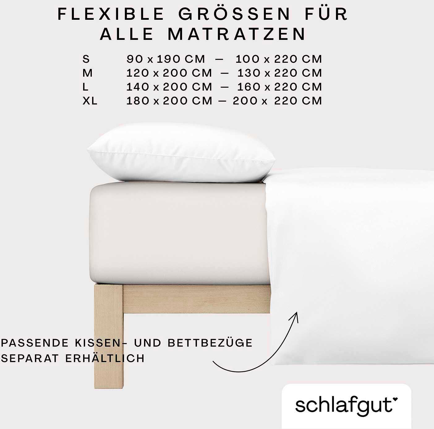 Schlafgut Spannbettlaken »PURE Bio-Baumwolle mit Elasthan, dehnbar blickdicht, straff, Bettlaken«, PREMIUM Laken für Matratzen bis 30cm Höhe, in 90x200, 140x200, 180x200